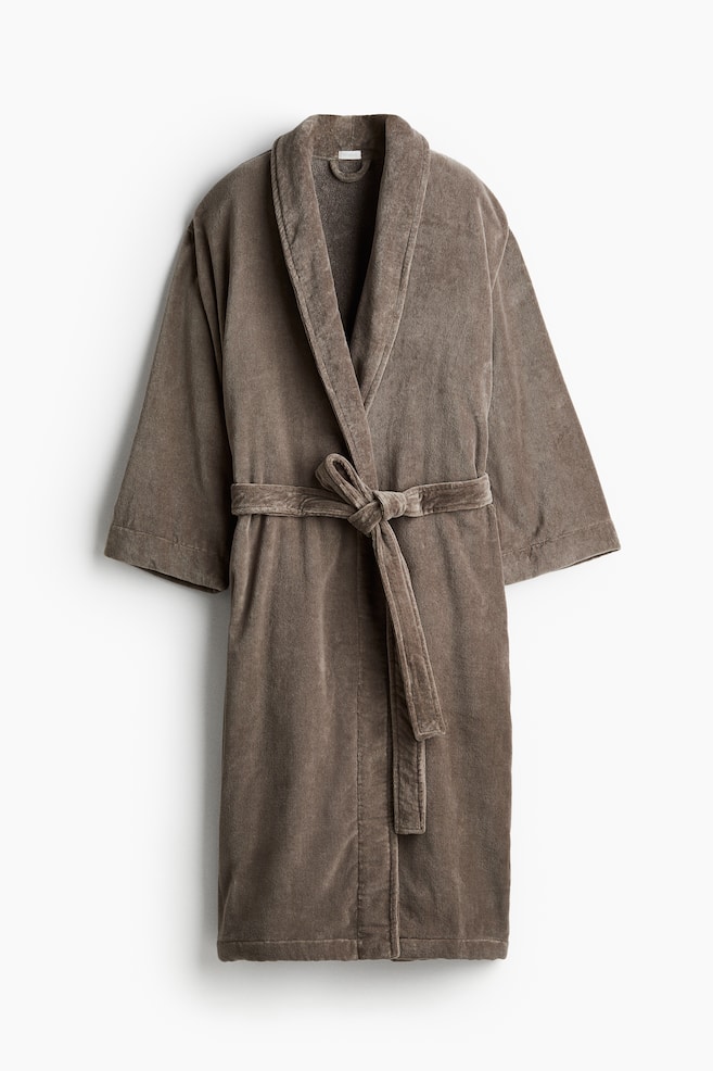Velour dressing gown - Mole/Beige/Powder pink - 1
