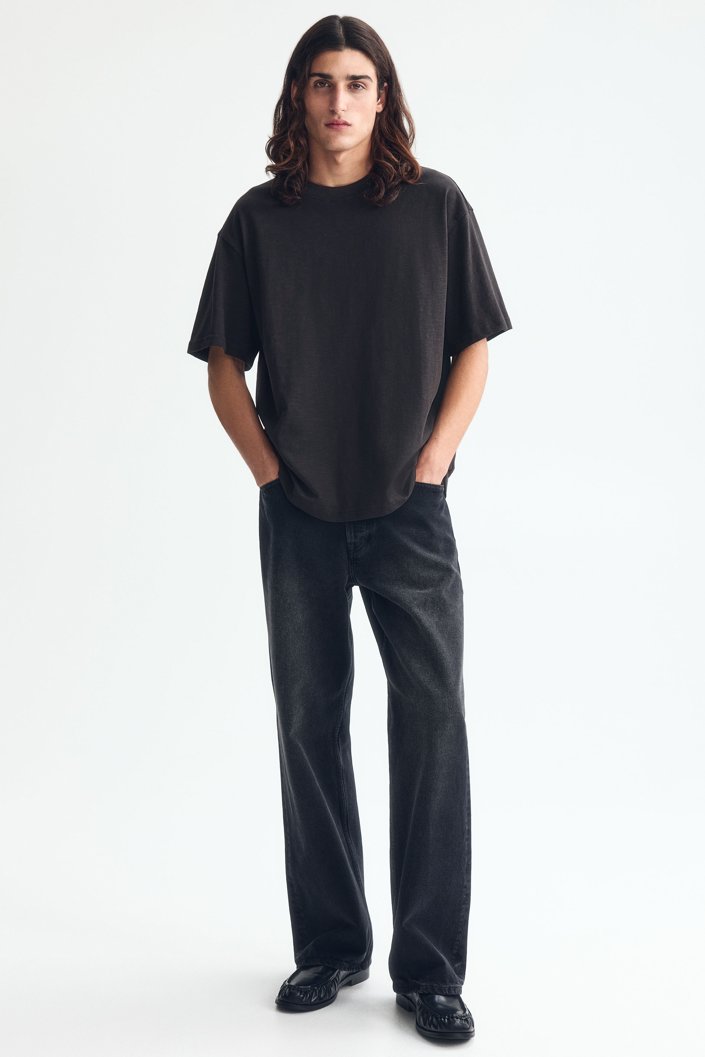 Pamučna majica Relaxed Fit - Crna/Krem/Smeđa/Tamna kaki zelena