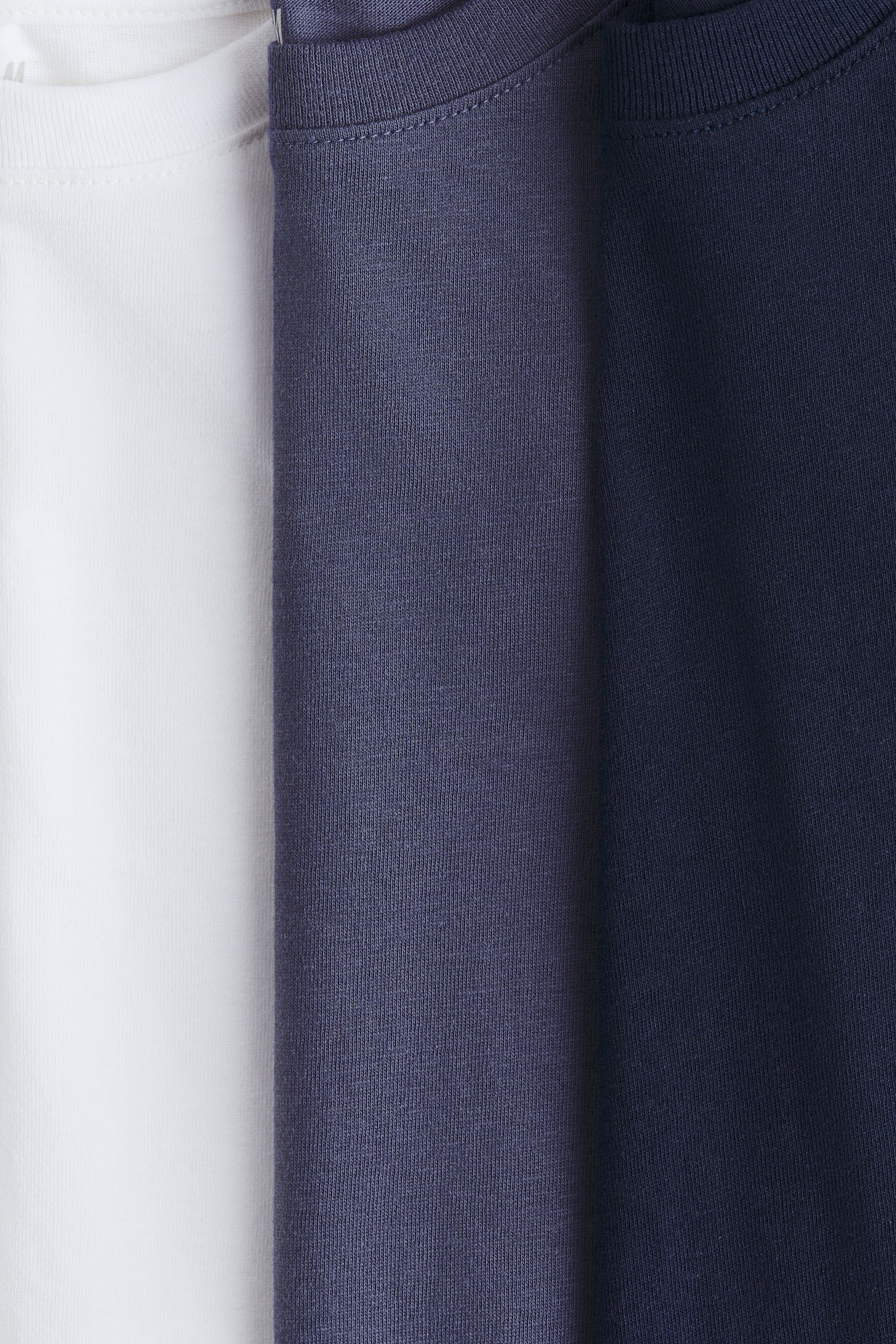 3-pack long-sleeved t-shirts - White/Blue/Yellow/White striped/White/Blue/Navy blue/Mole/White/Black/White/Grey marl/Dark red/White/Navy blue - 2