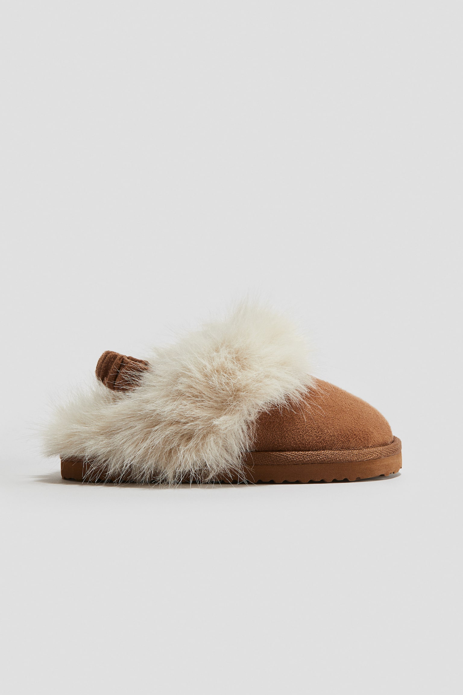 Fluffy-lined slippers - Light brown