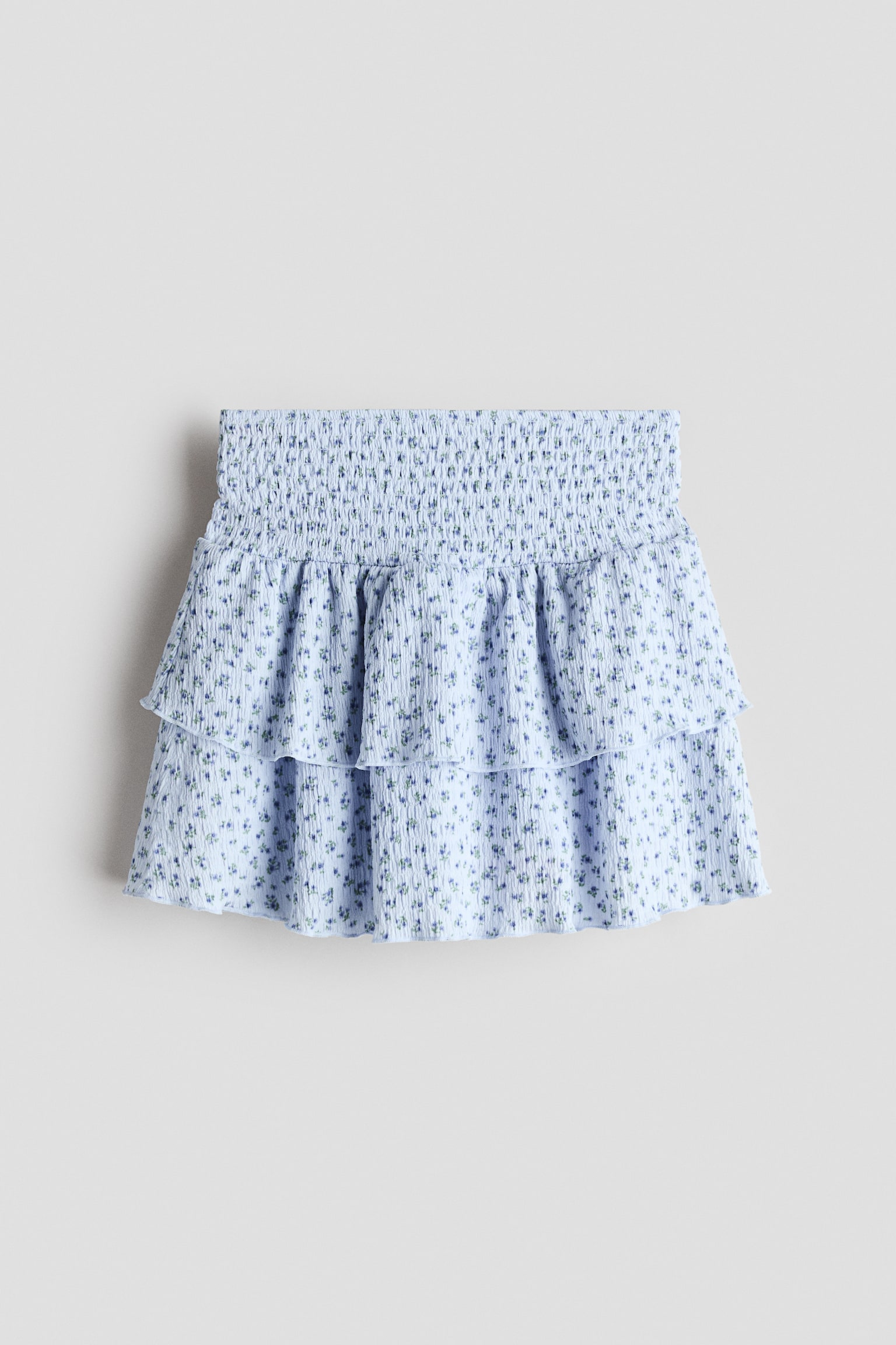 Patterned tiered skirt - Light blue/Floral/Light beige/Patterned/Cream/Floral - 1