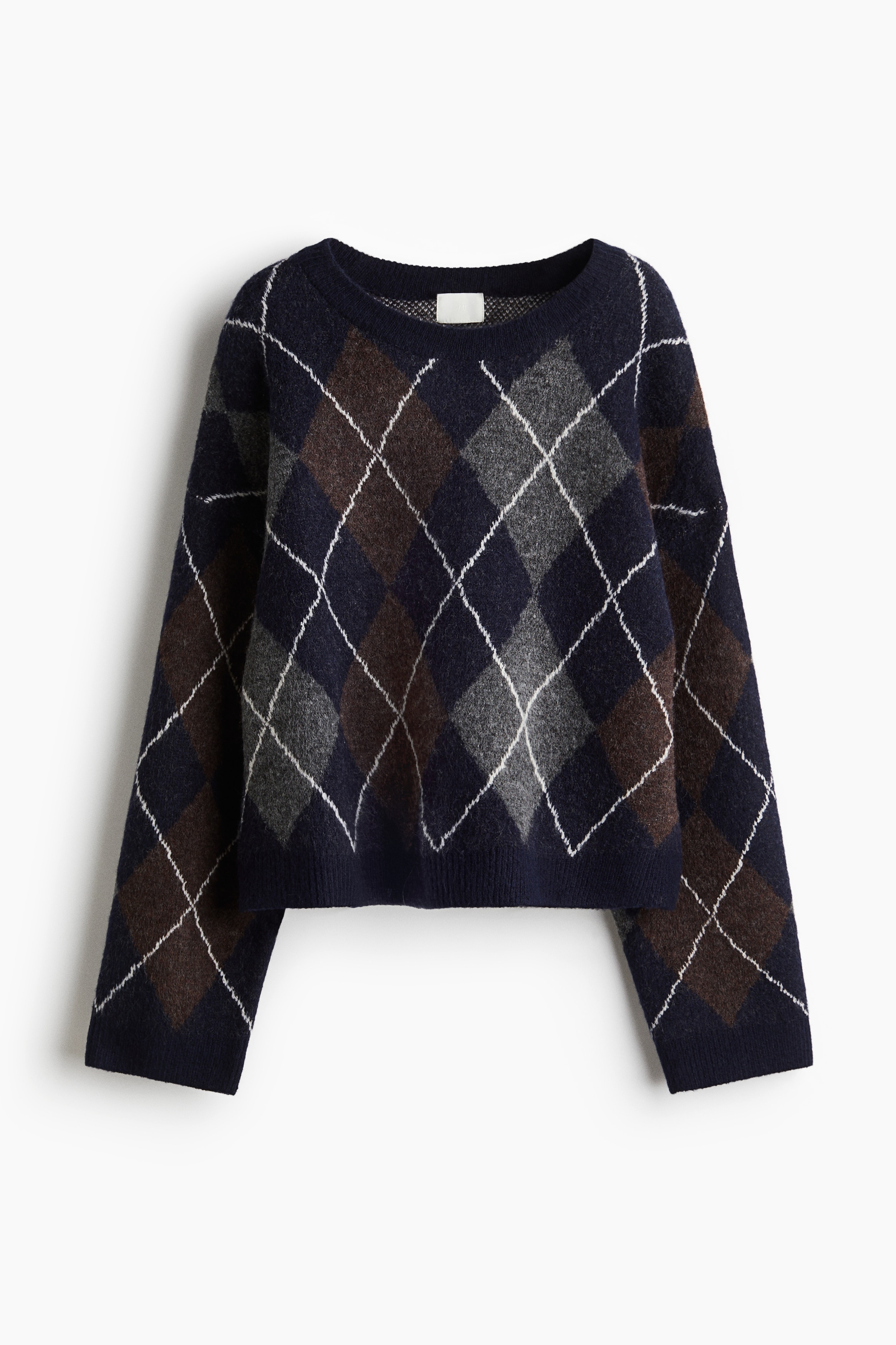 Jacquard Knit Sweater - Navy blue/Argyle pattern/Grey marle/Argyle pattern