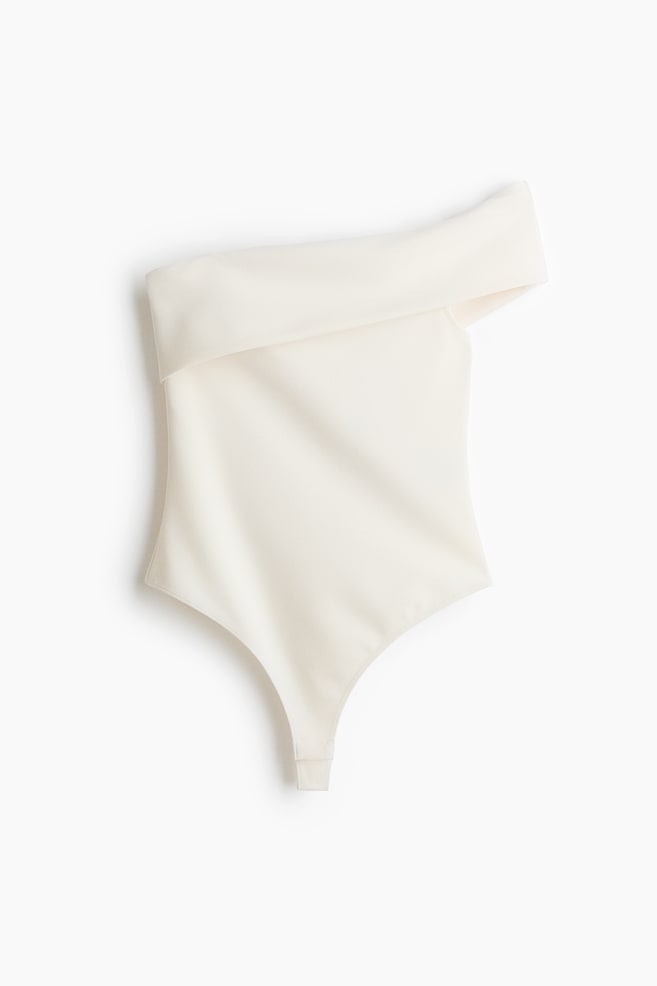Body tanga off-the-shoulder - Crema/Negro - 1