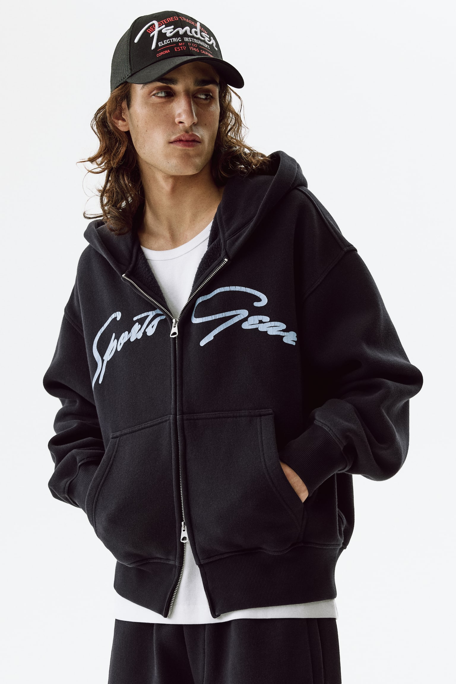 Худі Oversized Fit на блискавці - Темно-синій/Sports Gear/Сірий меланж/Lane 72 - 1