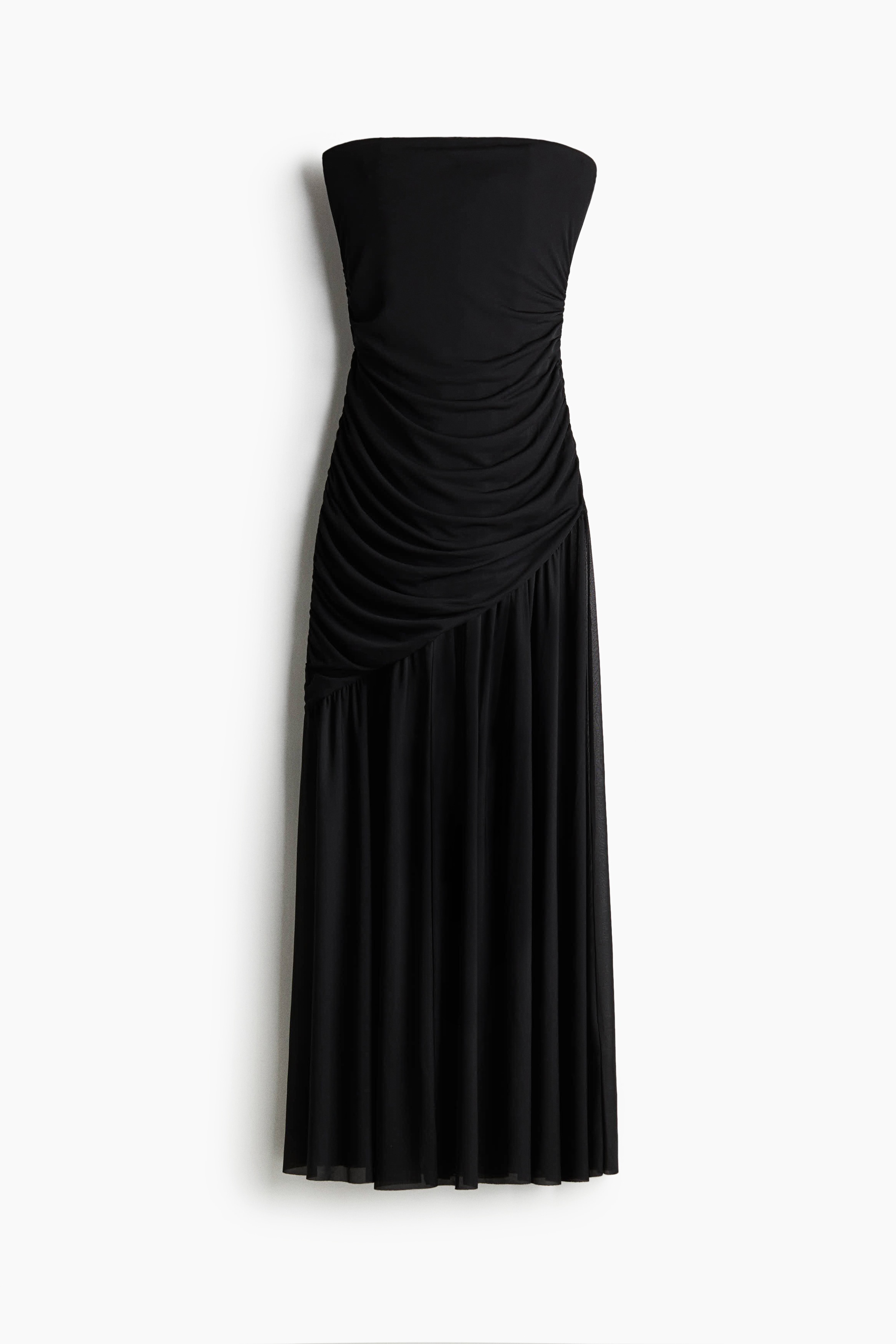Drapiertes Bandeau-Kleid - Schwarz/Schwarz/Geblümt