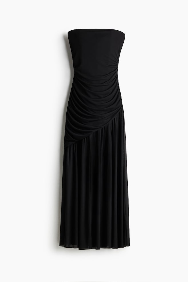 Drapiertes Bandeau-Kleid - Schwarz/Schwarz/Geblümt - 1