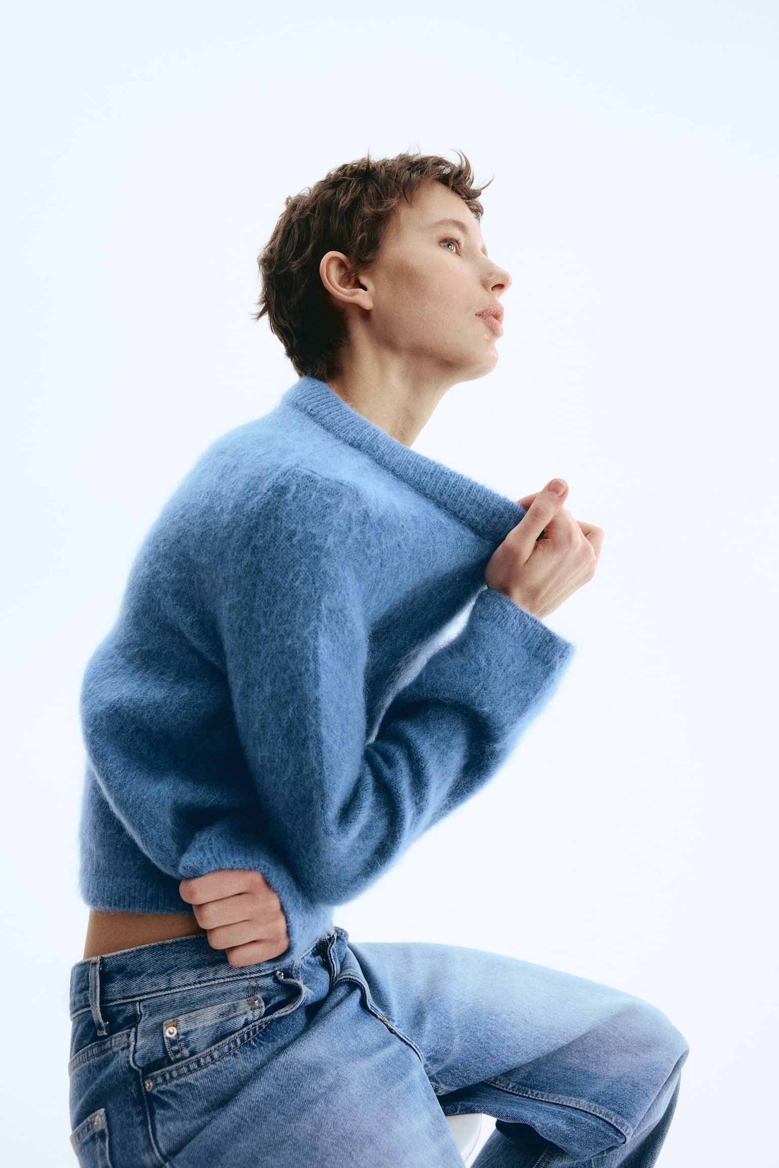 Женский свитер H&M Mohair-Blend, цвет: Пыльный синий — фото 5