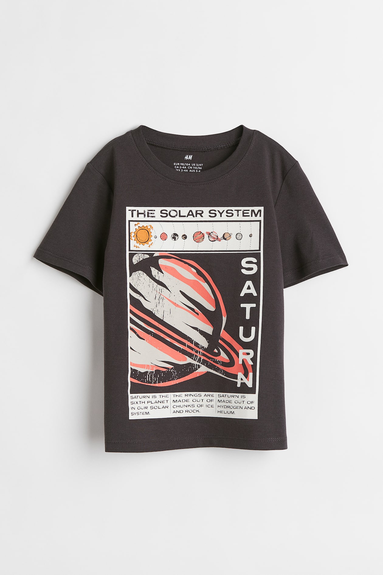 Cotton T-shirt - Round Neck - Short sleeve - Dark gray/Saturn - Kids ...