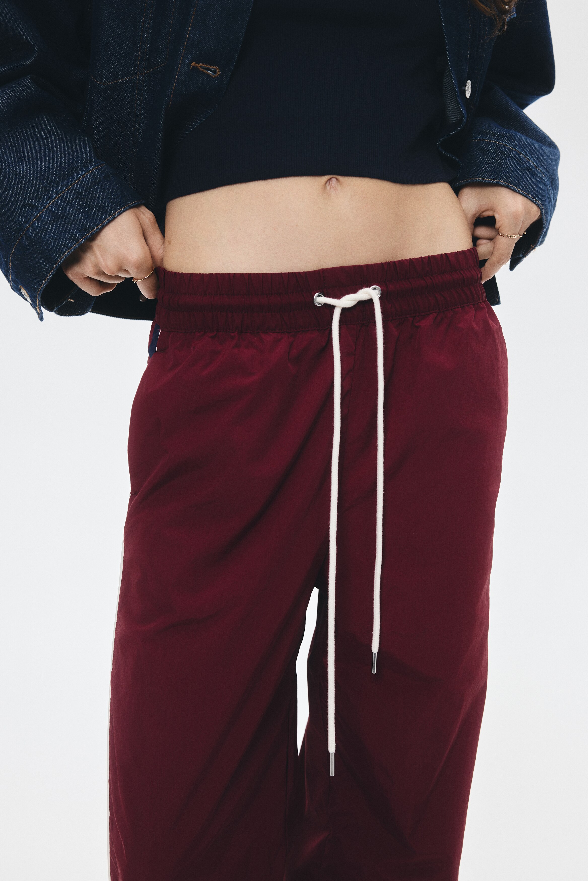 Nylon drawstring trousers