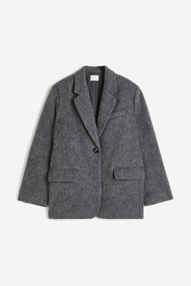 Oversized wool-blend blazer - Dark grey - 2