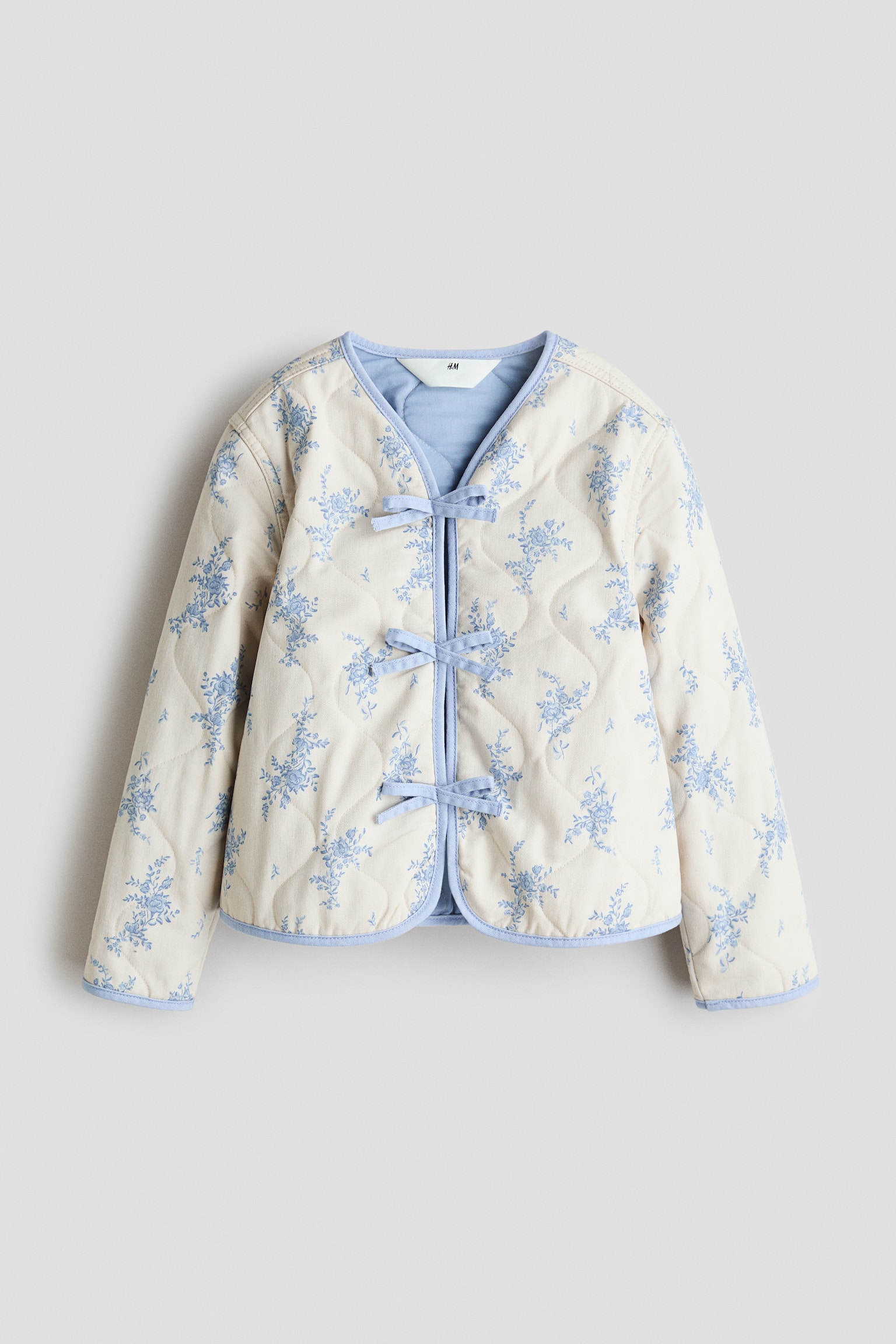 Steppjacke - Cremefarben/Blau geblümt/Hellbeige/Geblümt