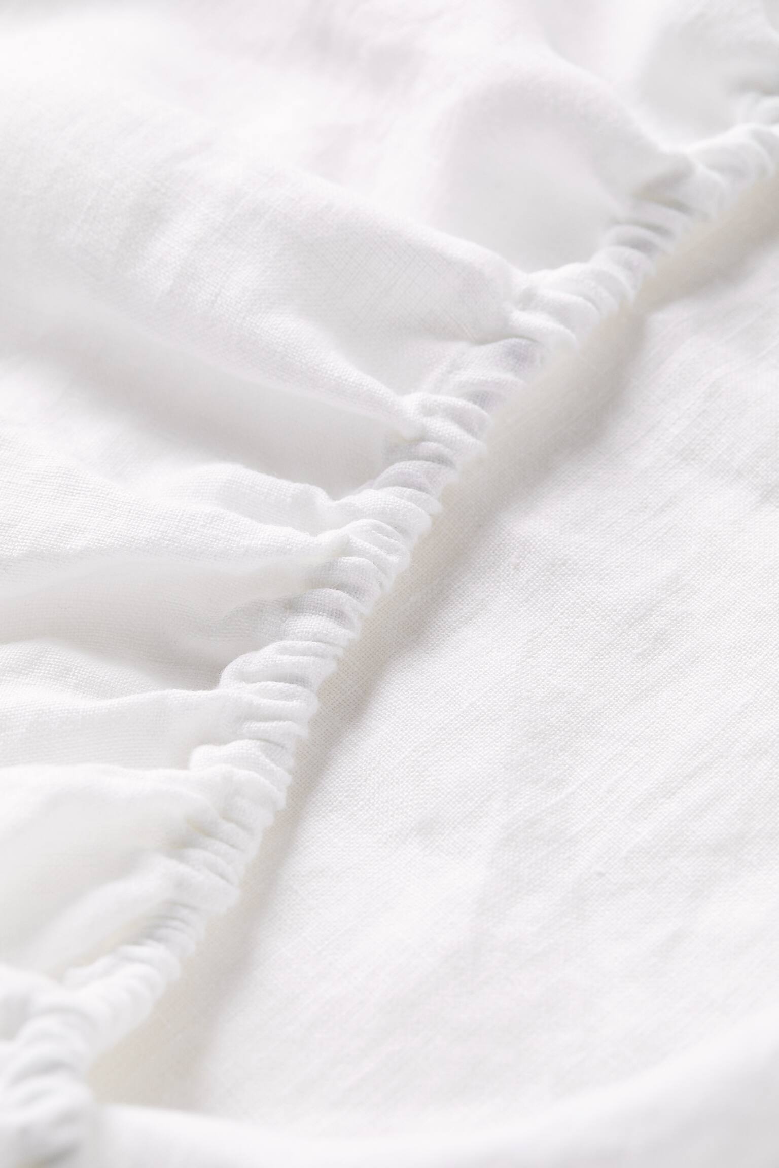 Washed linen fitted sheet - White - 2