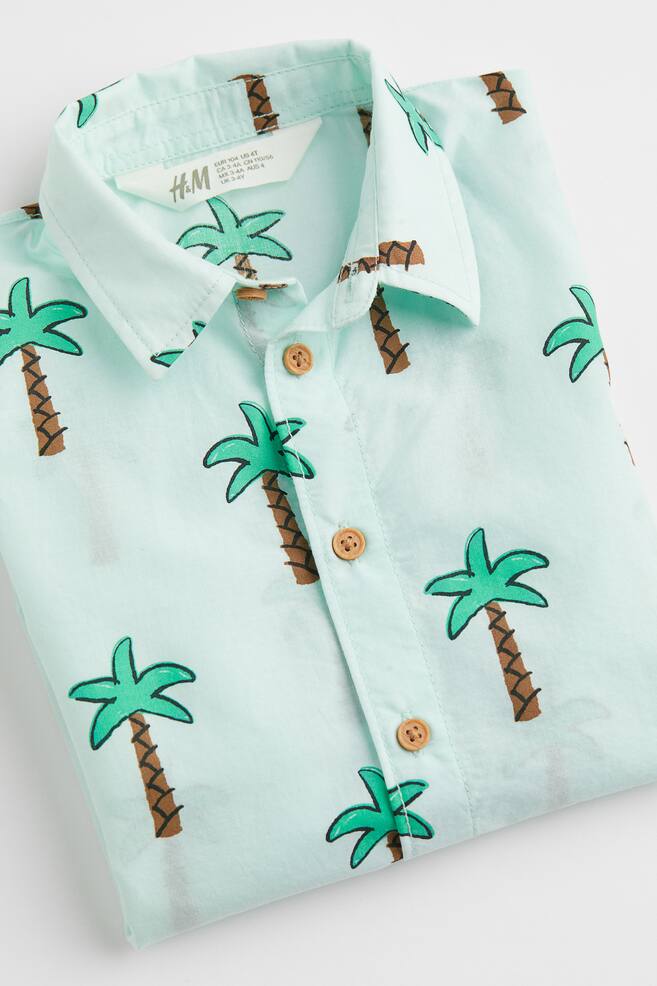 Cotton shirt - Light turquoise/Palm trees/Cream/Animals - 2