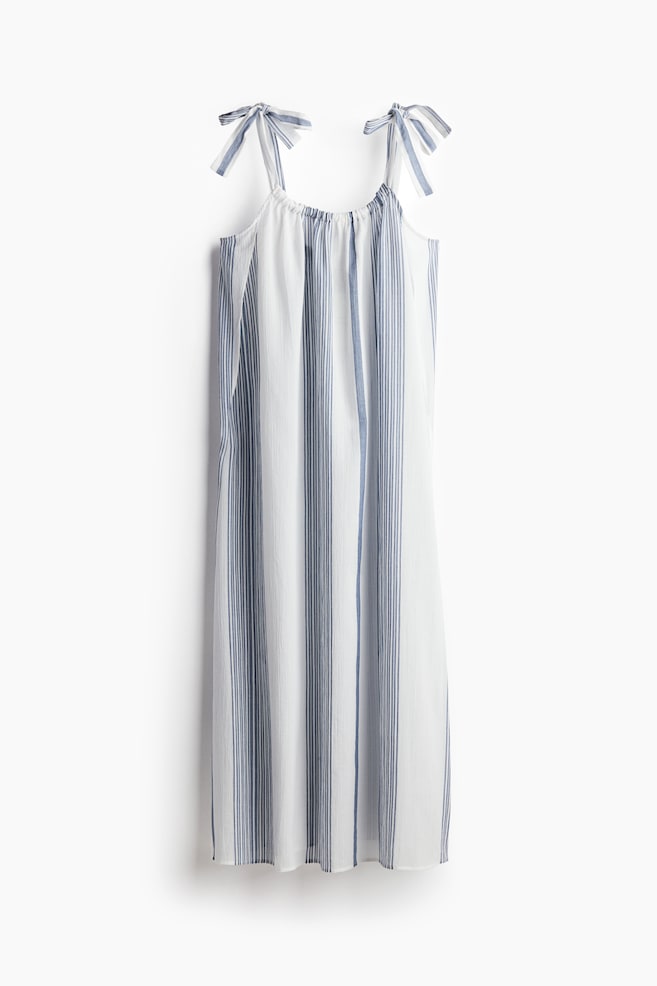 MAMA Robe d'allaitement Before & After en crêpe - Blanc/rayures bleues/Bleu clair - 1