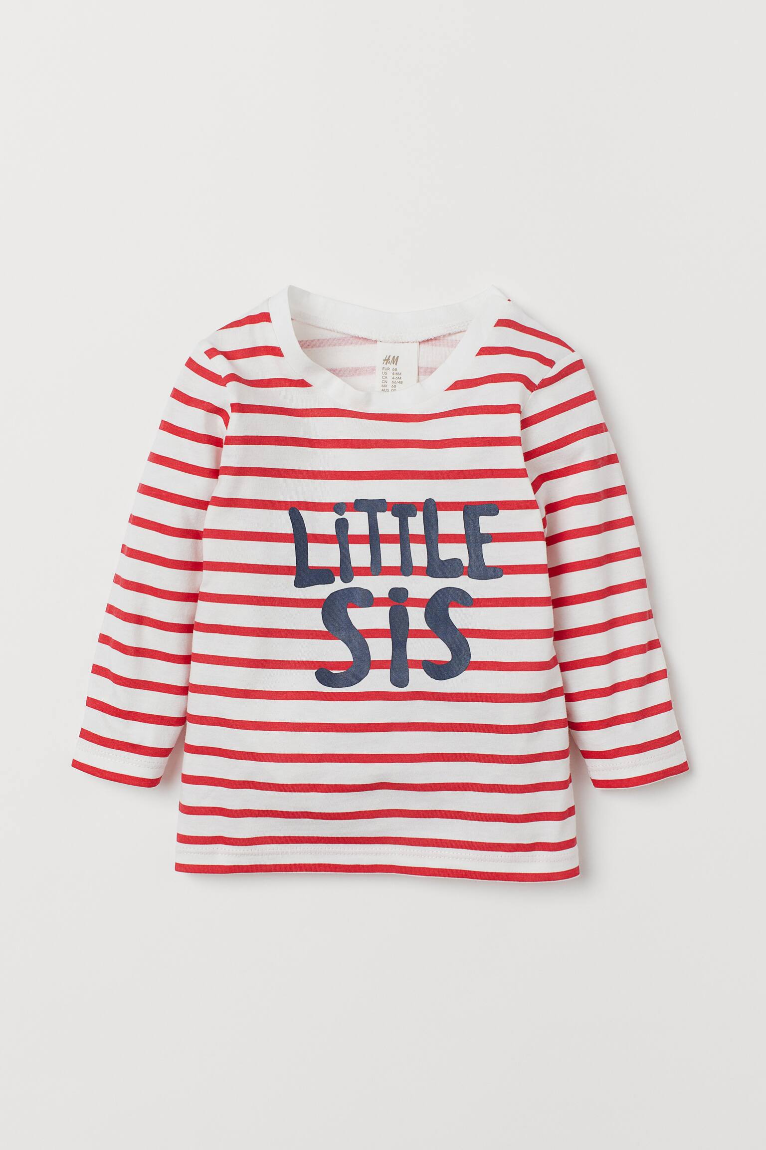 Broertjes/zusjesshirt - Rood gestreept/Little sis