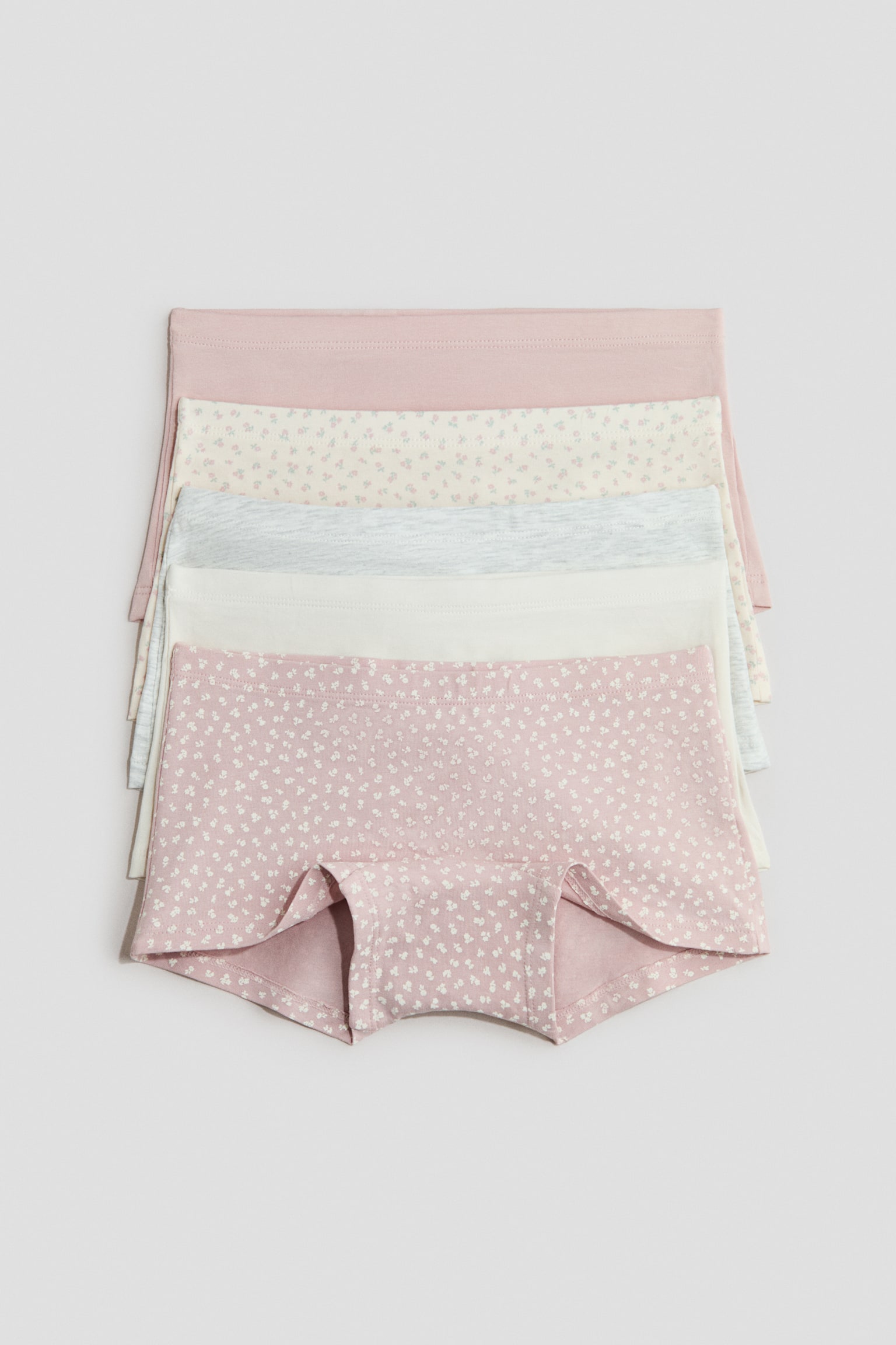 5-Pack Cotton Boxer Briefs - Light dusty pink/floral/Black/white/pink/Gray/bows