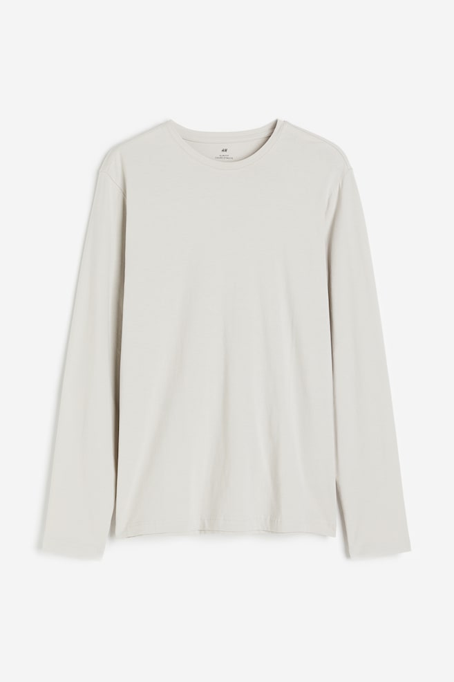 Slim Fit Jersey Shirt - Light taupe - 1