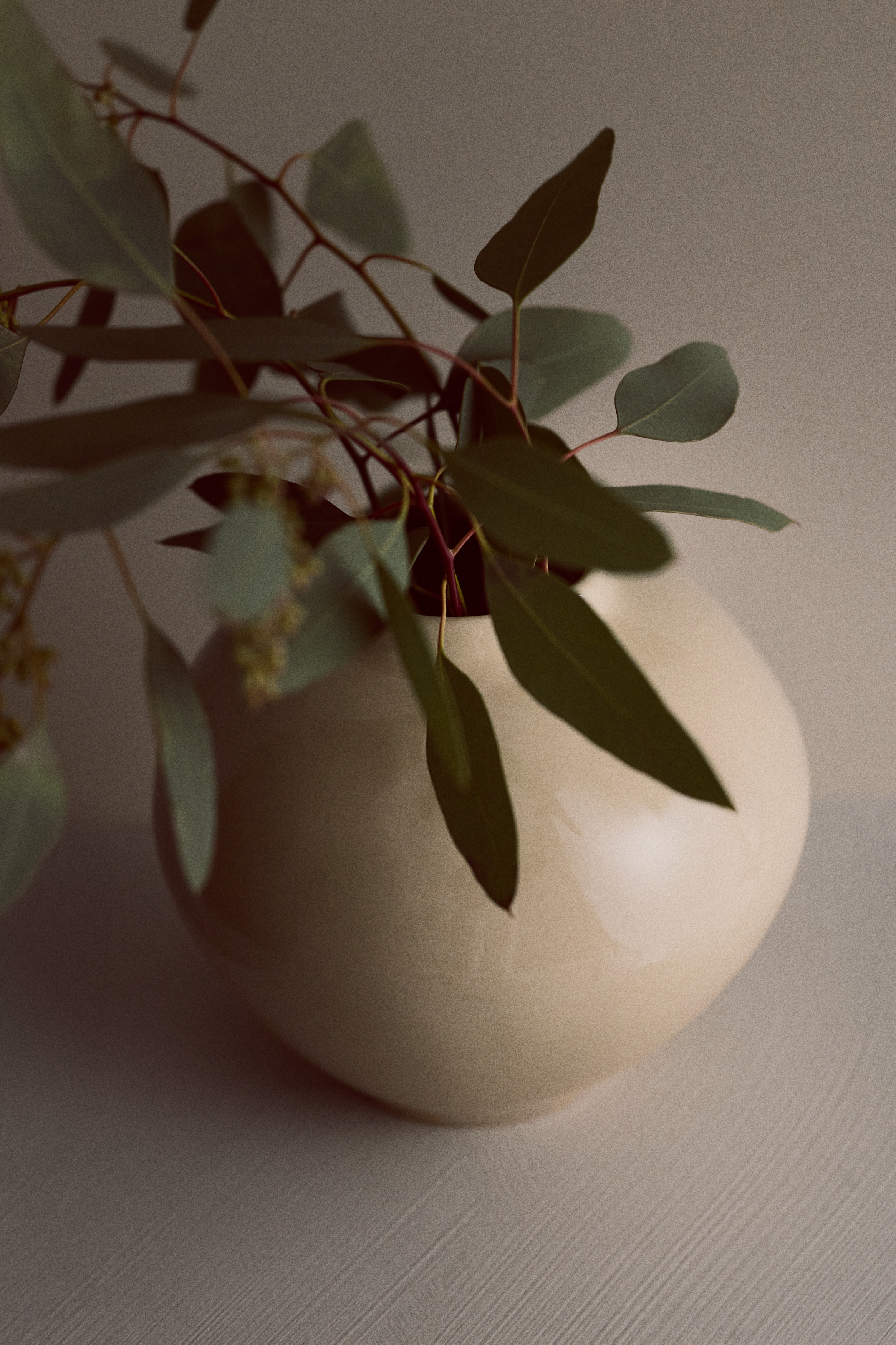 Irregular Stoneware Vase - Light yellow/Dark brown