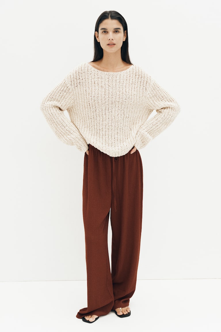 Textured drawstring trousers