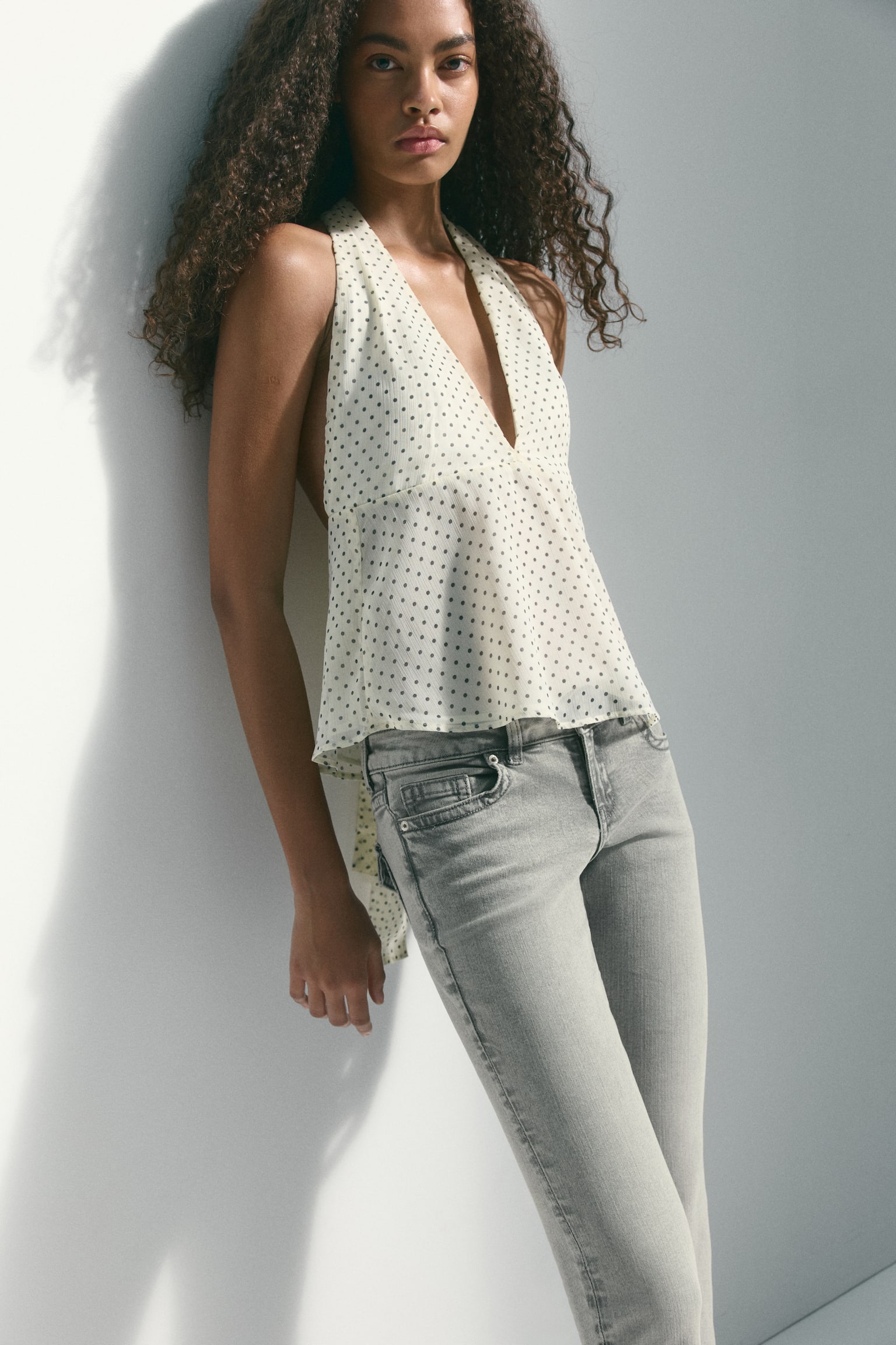 Flared Low Waist Jeans-Grey - 4