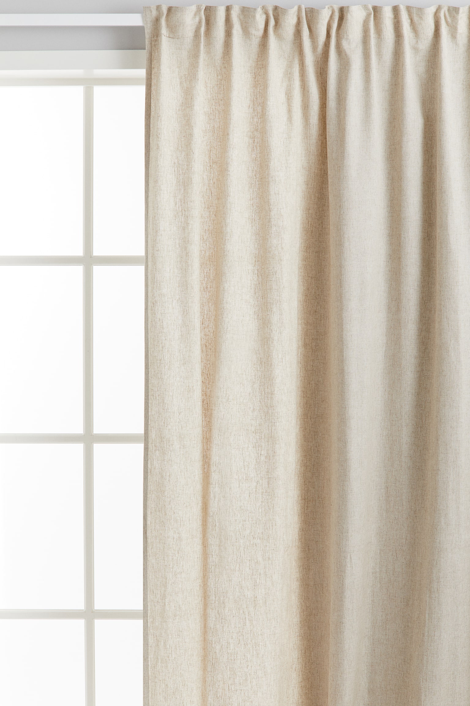 1-pack wide lyocell-blend curtain length - Beige/White - 2