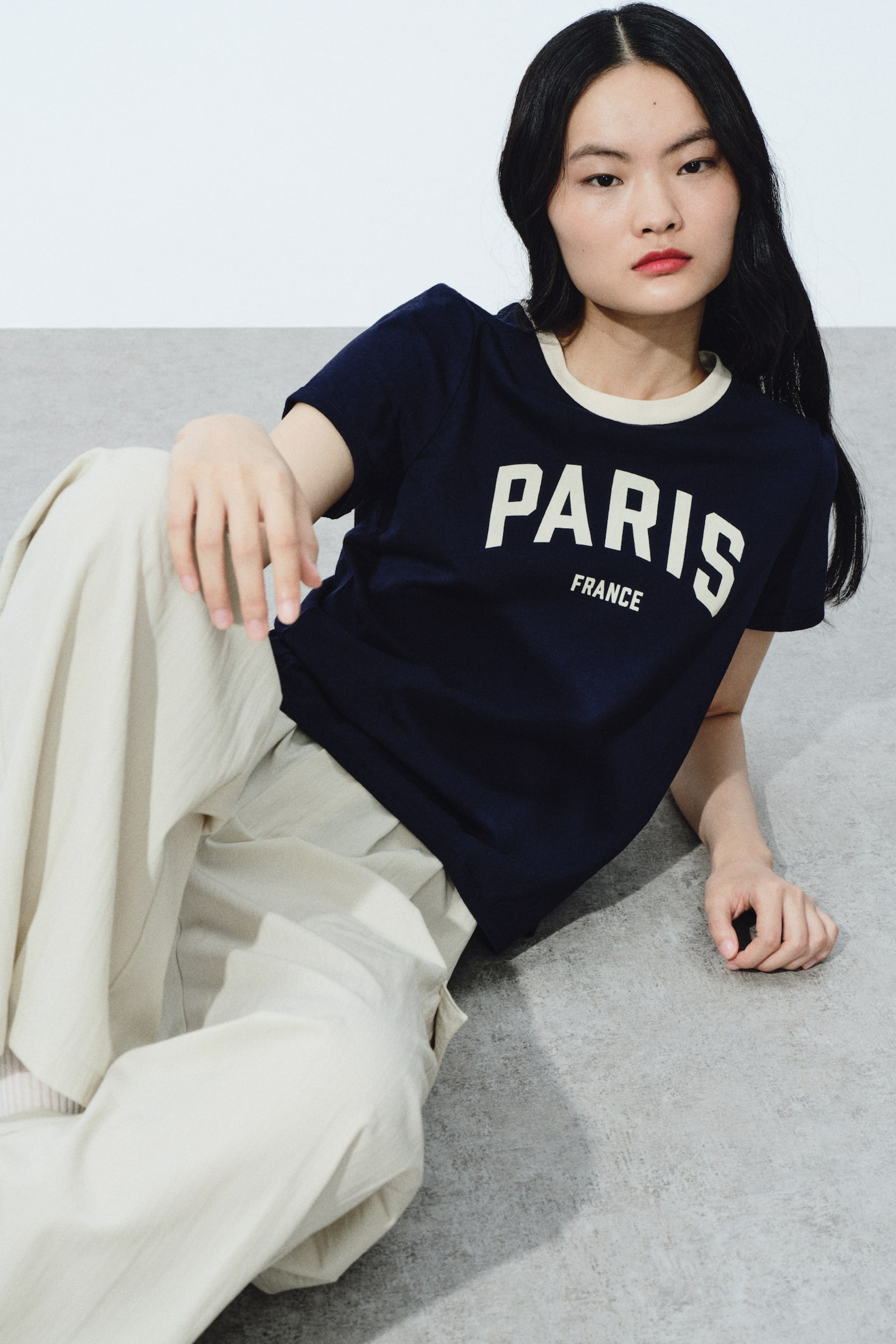 Printed cotton T-shirt - Navy blue/Paris/White/Horse - 3