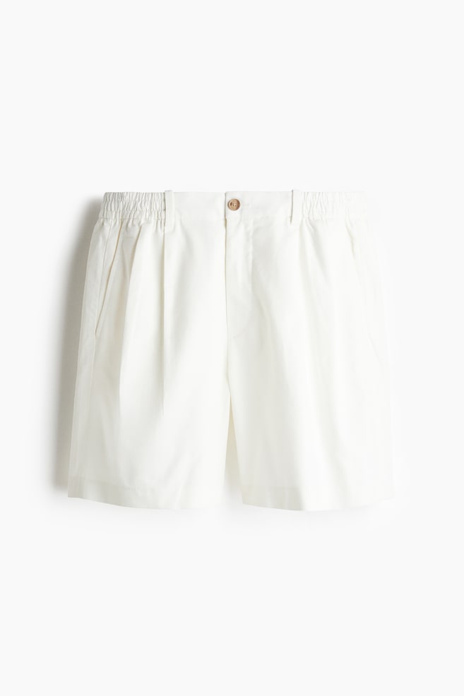 Relaxed Fit Linen-blend shorts - White/Navy blue/Beige - 1
