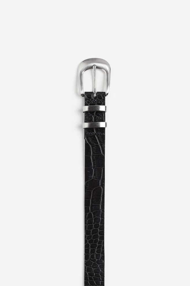 Leather belt - Black/Beige - 2