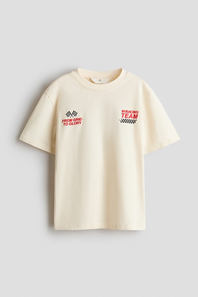 Printed Cotton T-Shirt - Ivory/Racing Team/Cream/Burger/Light gray melange/Skate Crew/Dark gray/Skate Jump/Pale pink/Forever in Control - 1