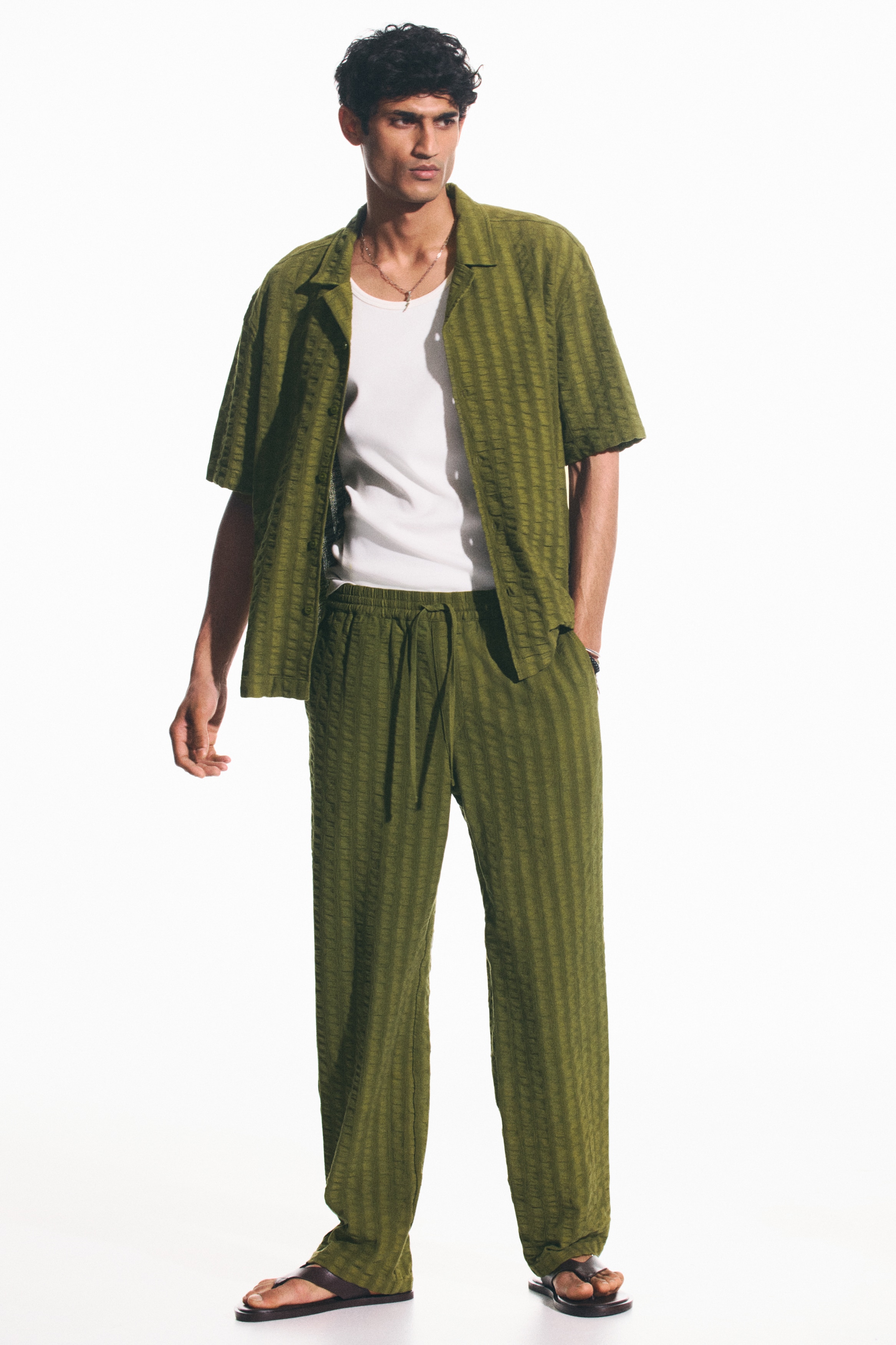 Relaxed Fit Cotton trousers - Dark green/Navy blue