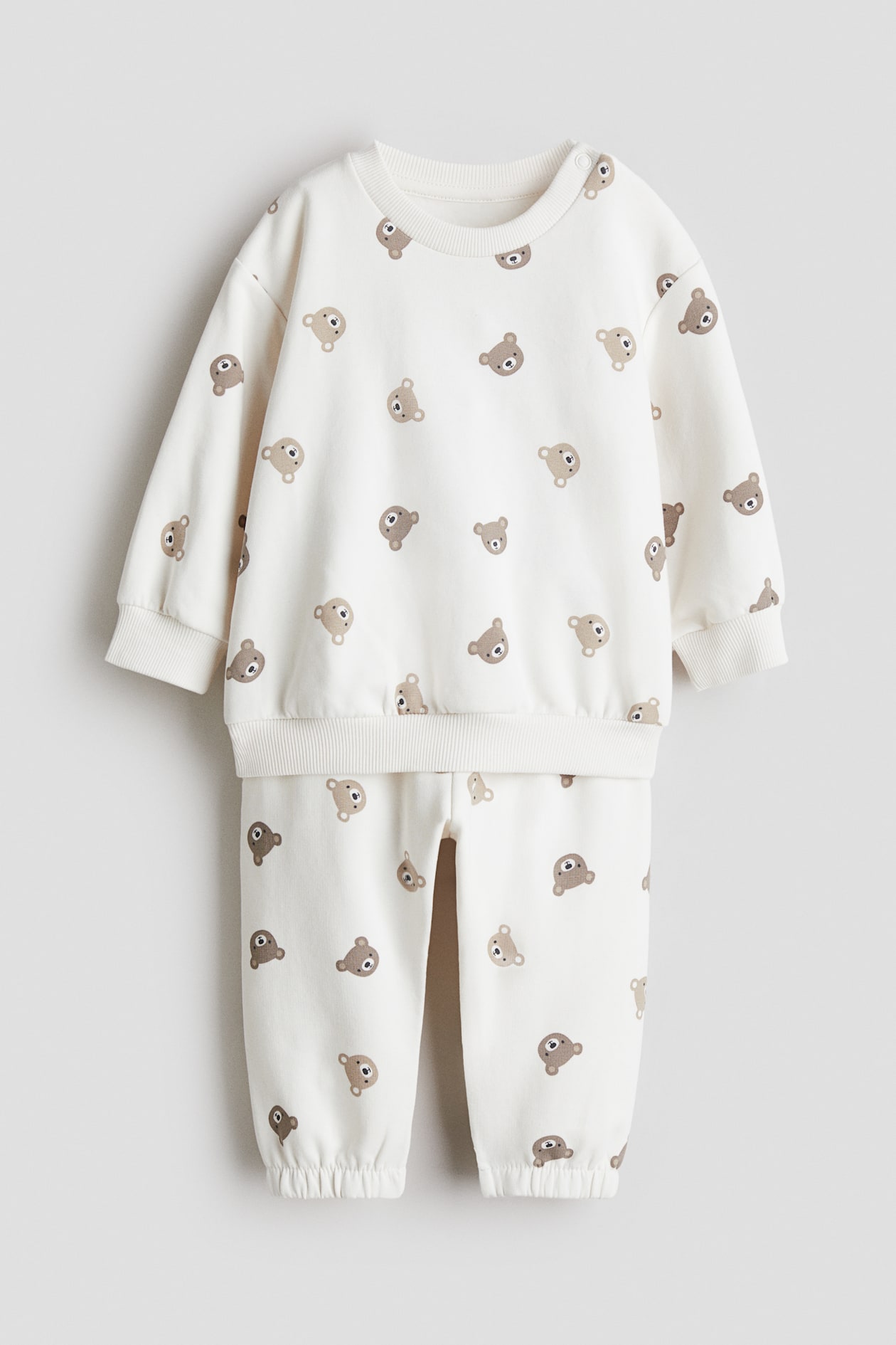 Ensemble 2 pièces en molleton - Blanc/ours - ENFANT | H&M FR