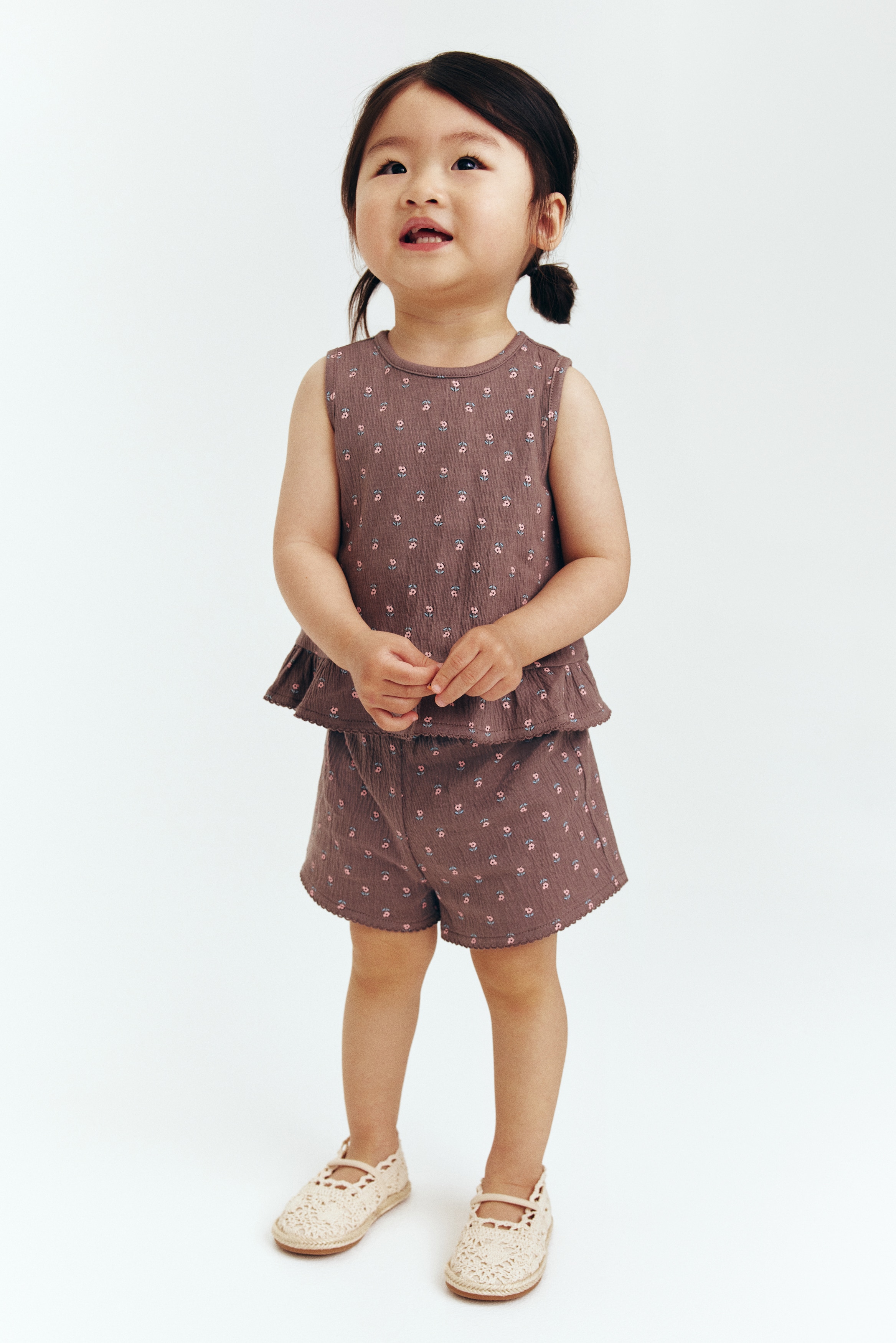 White/light blue striped 2-Piece Crinkled Cotton Set for kids | H&M CA
