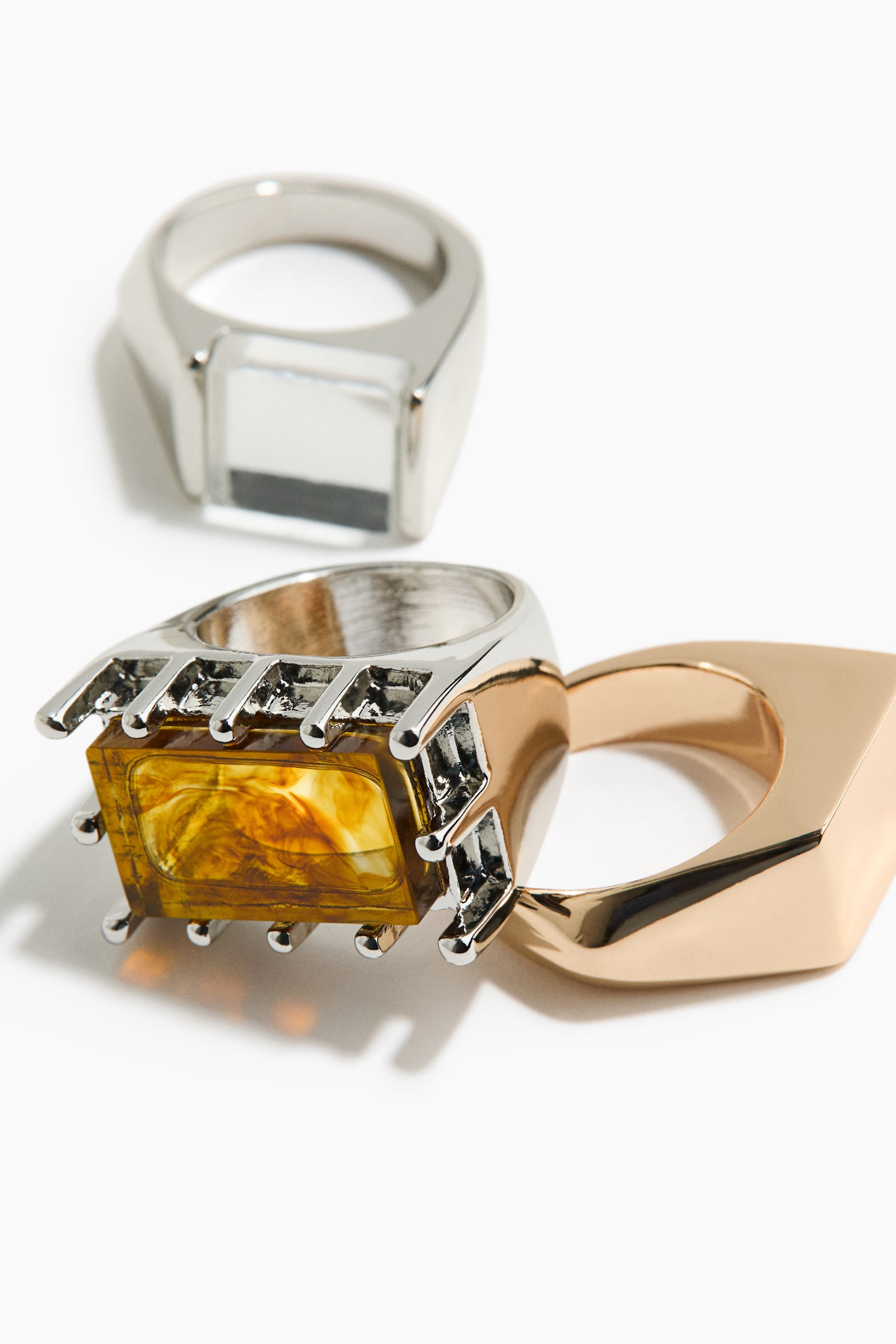 3-pack chunky rings - Silver-coloured/Gold-coloured - 2