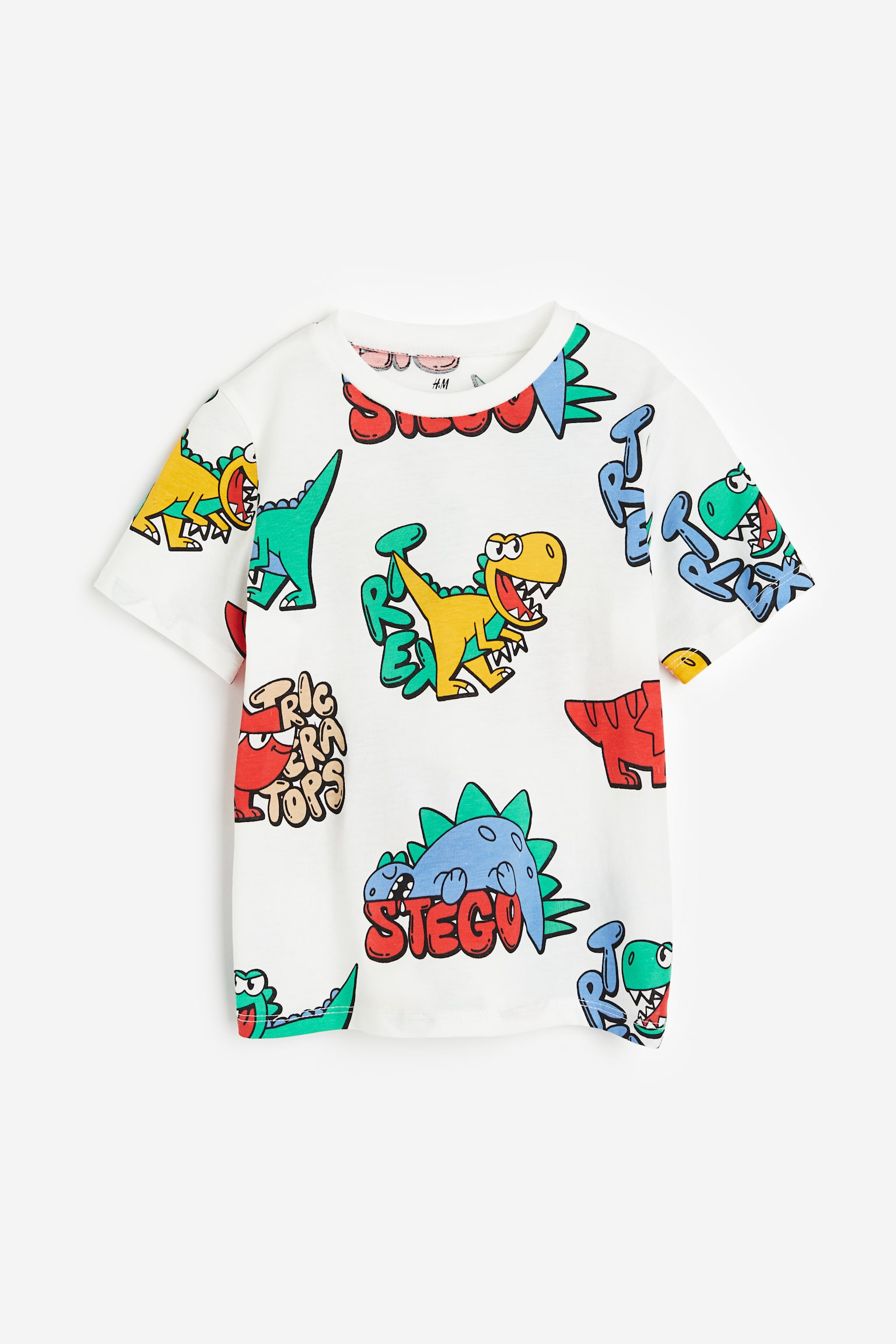 Cotton Tee - White/Dinosaurs/Light green/Crocodile - 1