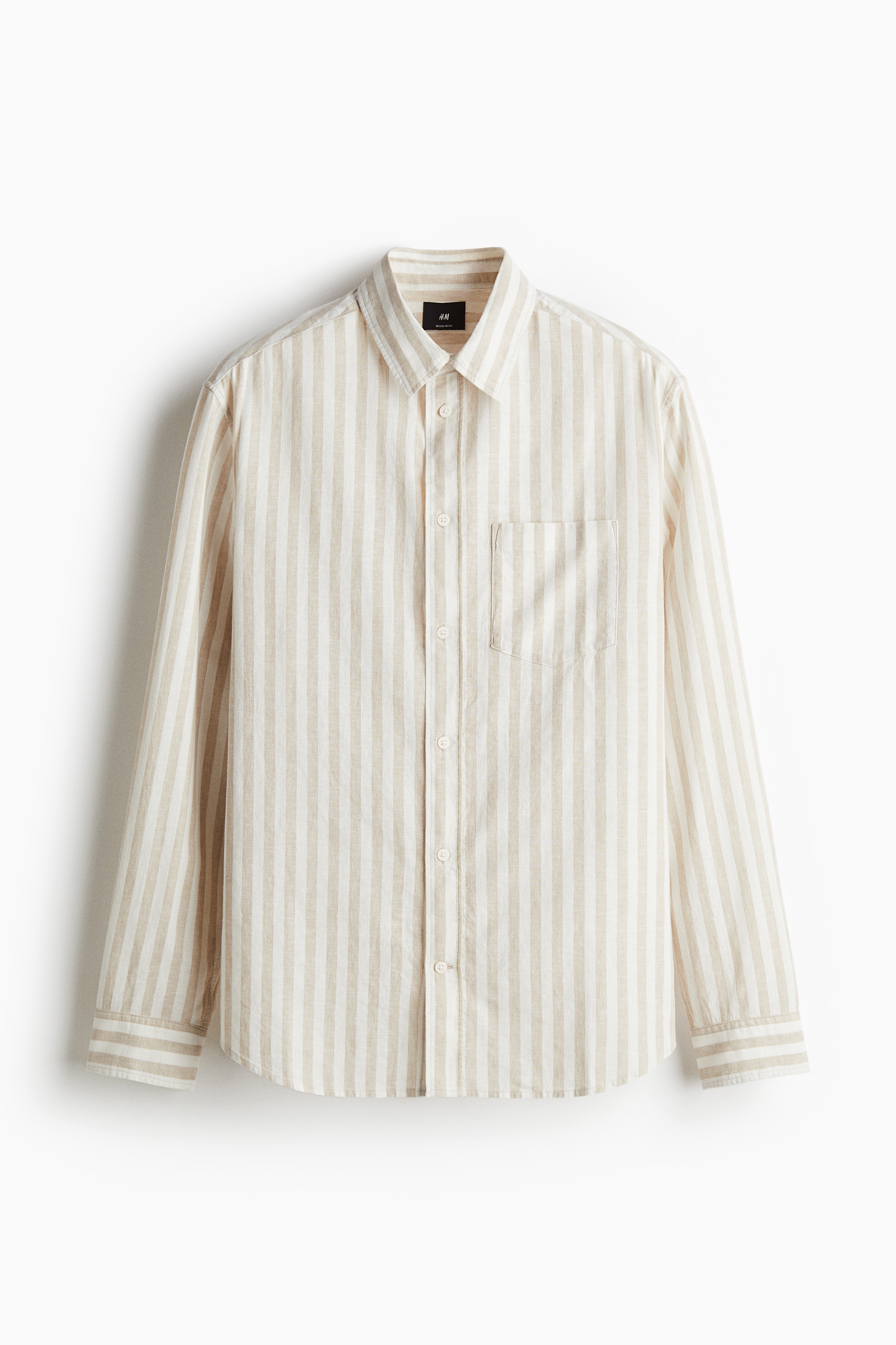 Hemd aus Leinenmix in Regular Fit - Beige/Gestreift/Weiss/Hellbeige/Hellblau/Marineblau/Schwarz/Khakigrün/Greige/Gestreift