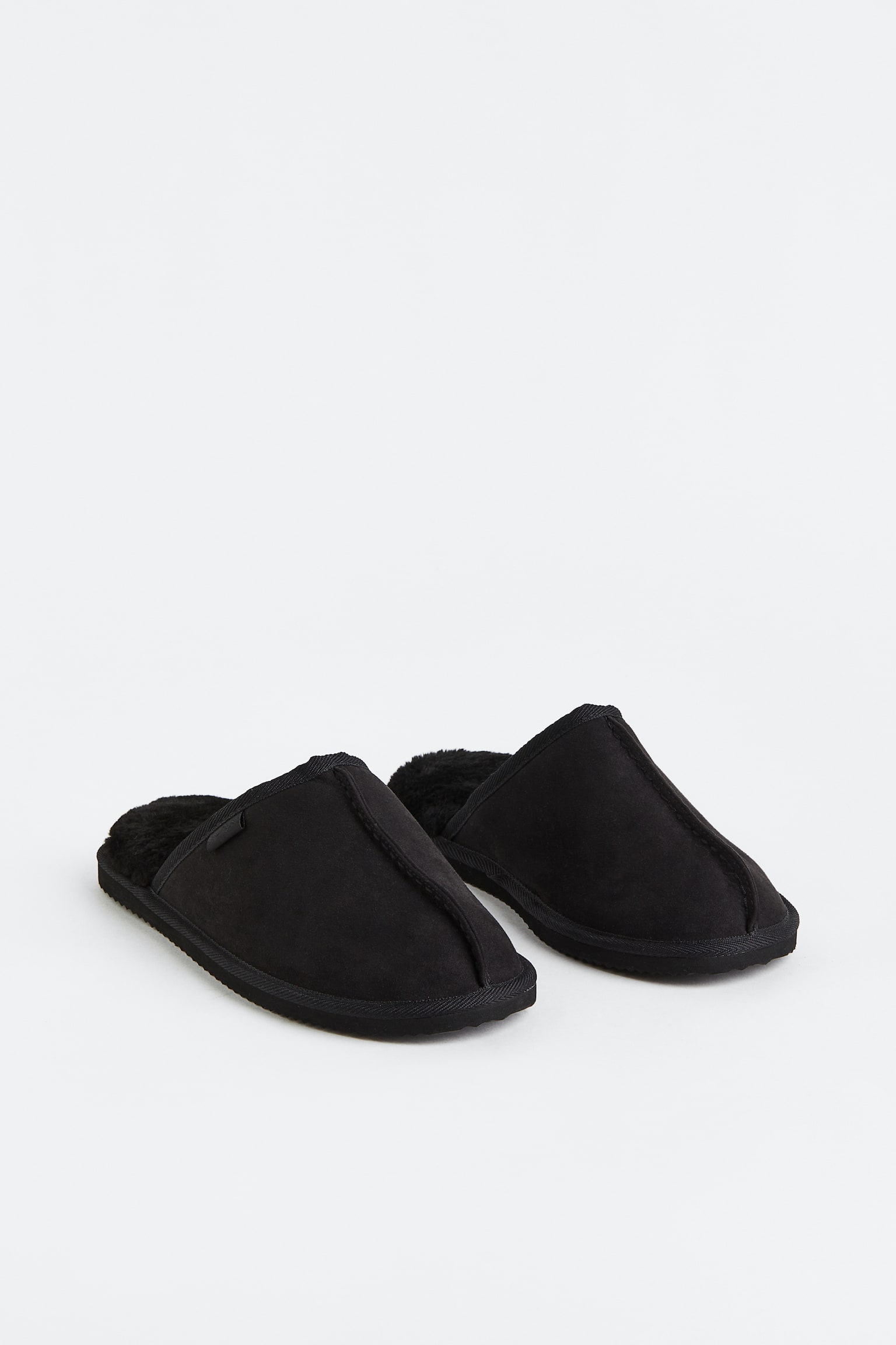 Pile-lined slippers - Black/Dark grey/Greige/Brown - 4