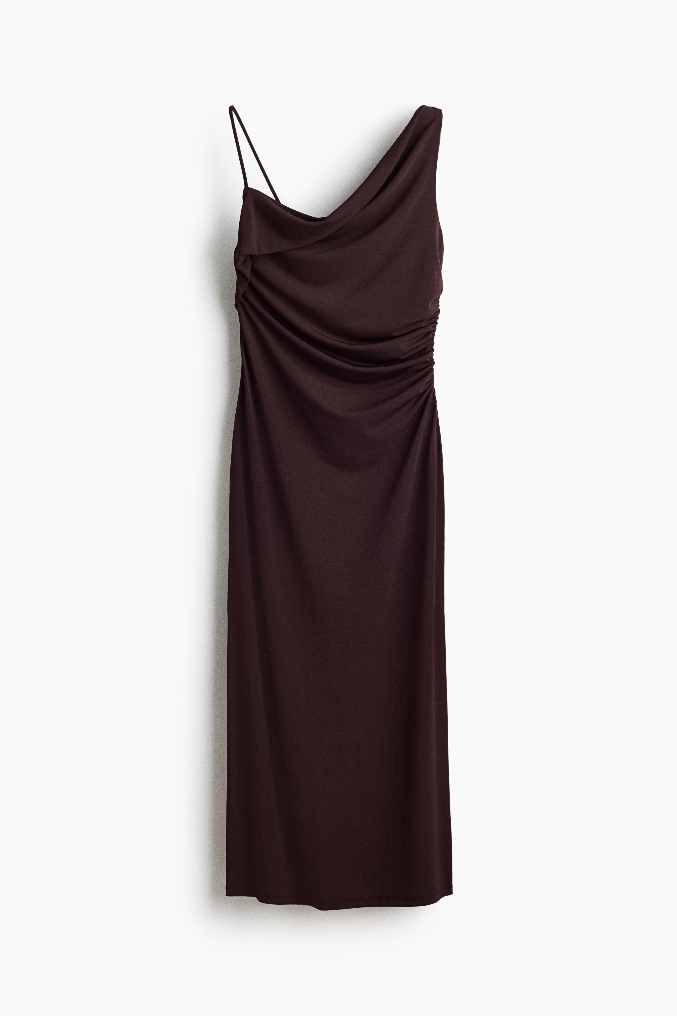 Draped asymmetric dress - Dark brown