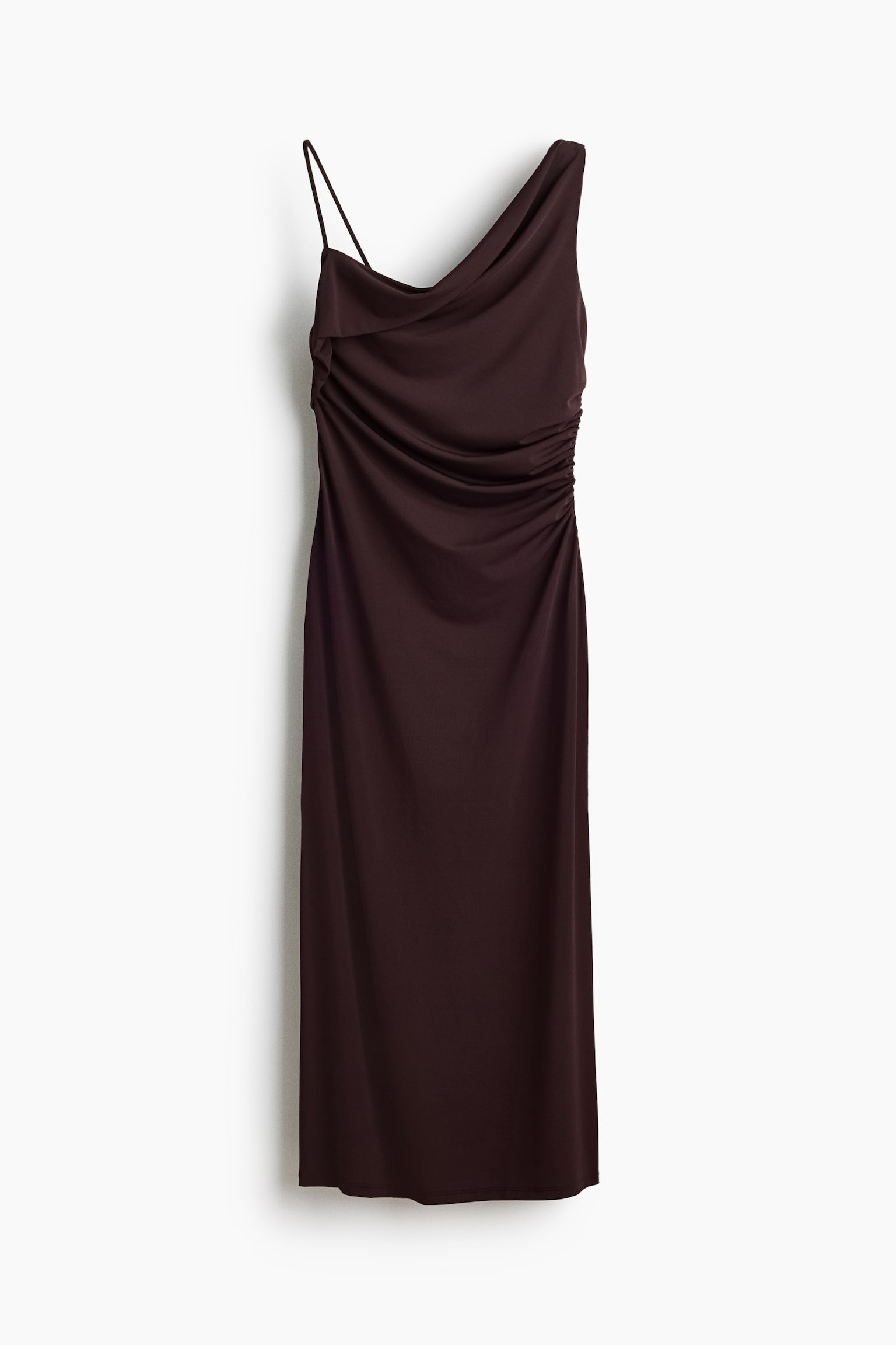 Draped Asymmetric Dress - Dark brown - 1