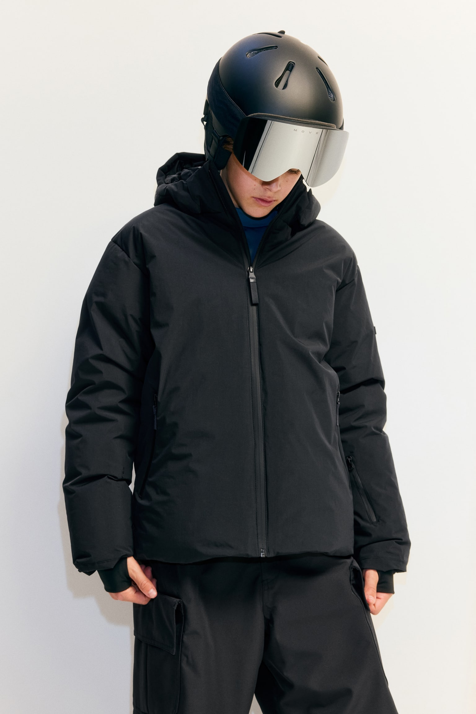 Padded sports jacket with ThermoMove™ - Black/Light beige - 1