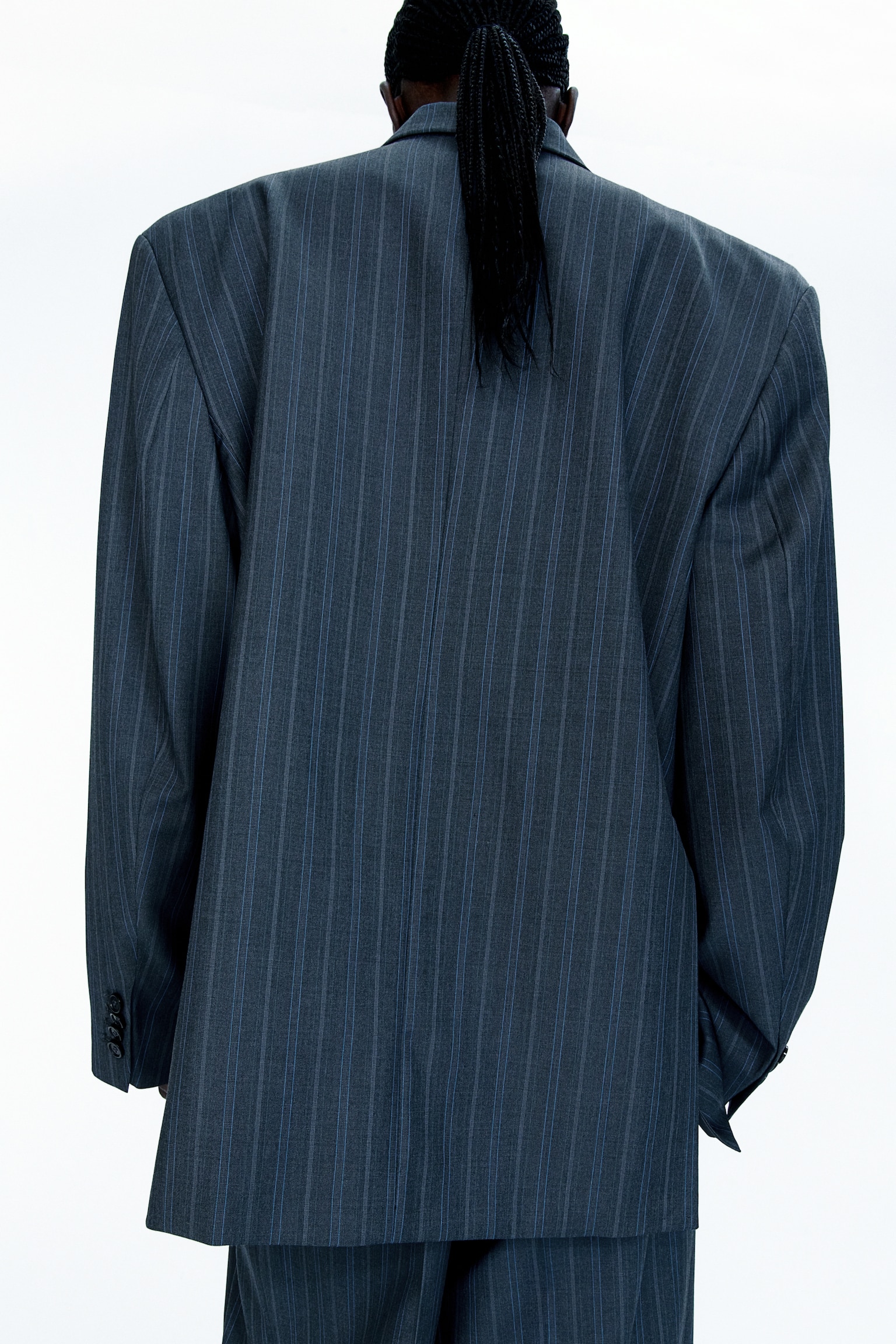 Oversized wool blazer - Dark grey/Pinstriped - 5