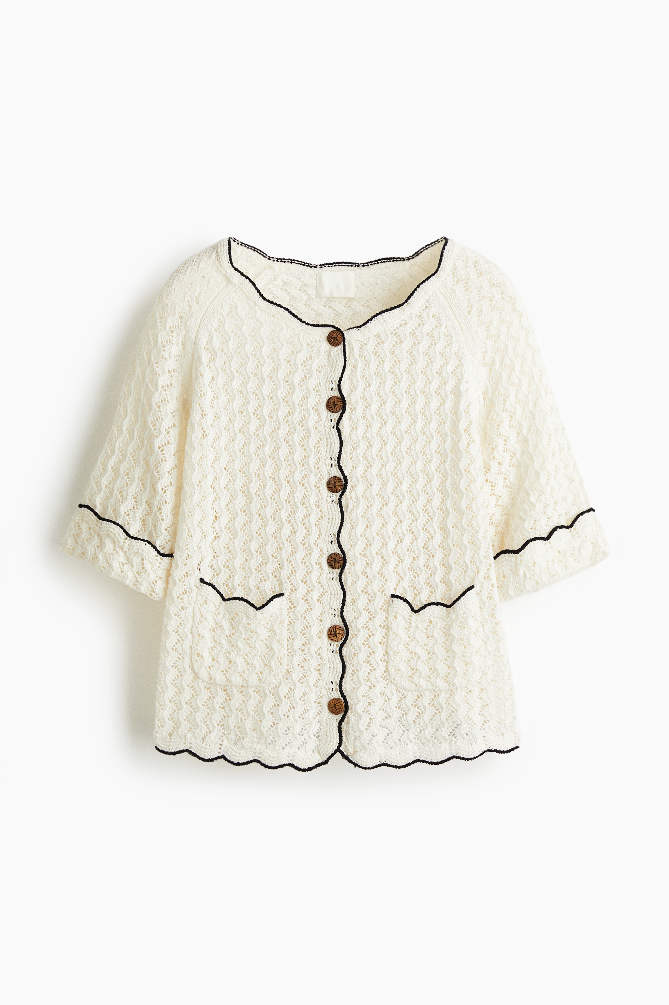 ポインテルニットカーディガン - ダークブラウン／ホワイト