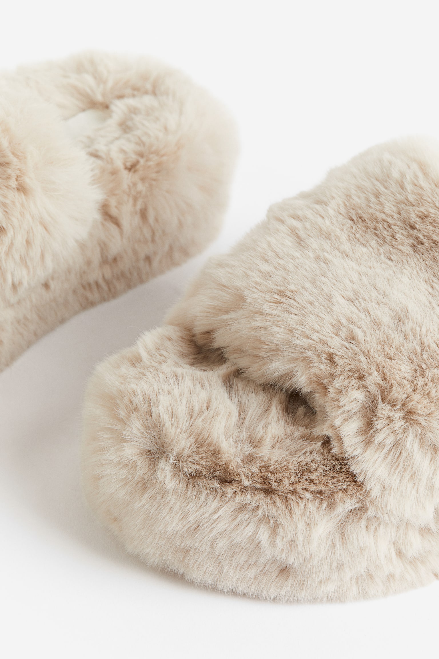 Fluffy Slippers - Light beige/Black - 4