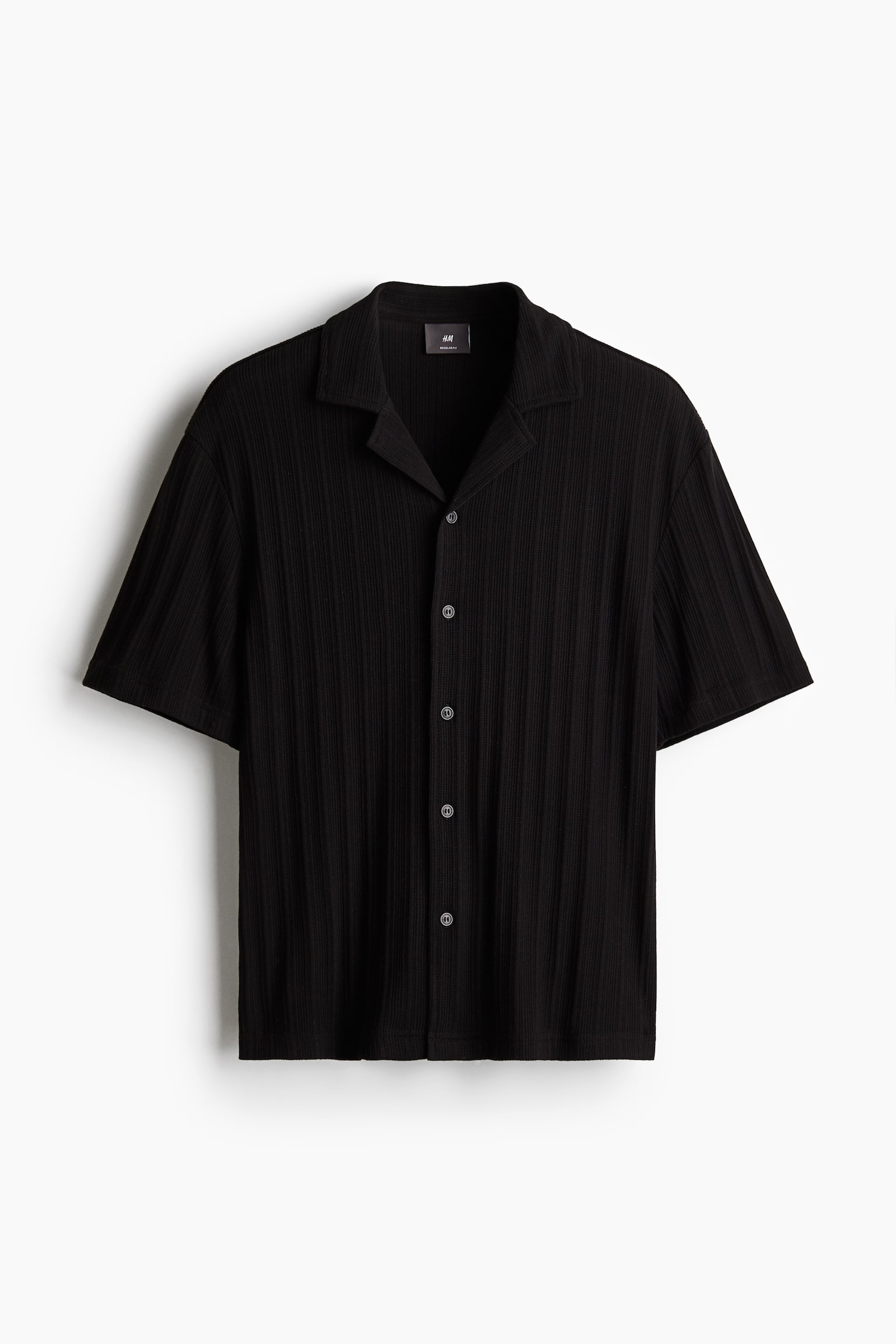 Regular Fit Knitted resort shirt - Black/White - 2