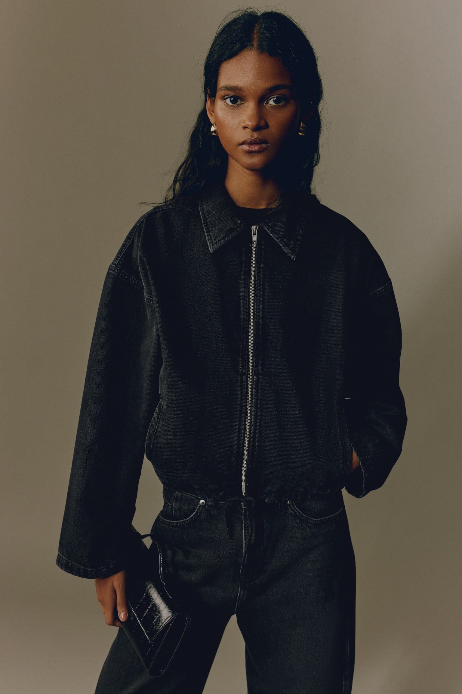 Collared denim jacket - Washed black/Denim blue - 3