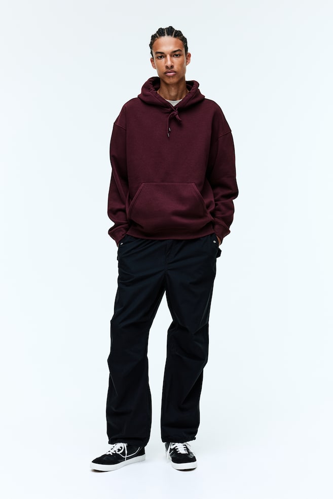 Relaxed Fit Hoodie - Burgundy/Black/White/Light grey marl/dc/dc/dc/dc/dc/dc/dc/dc/dc/dc/dc/dc/dc - 1