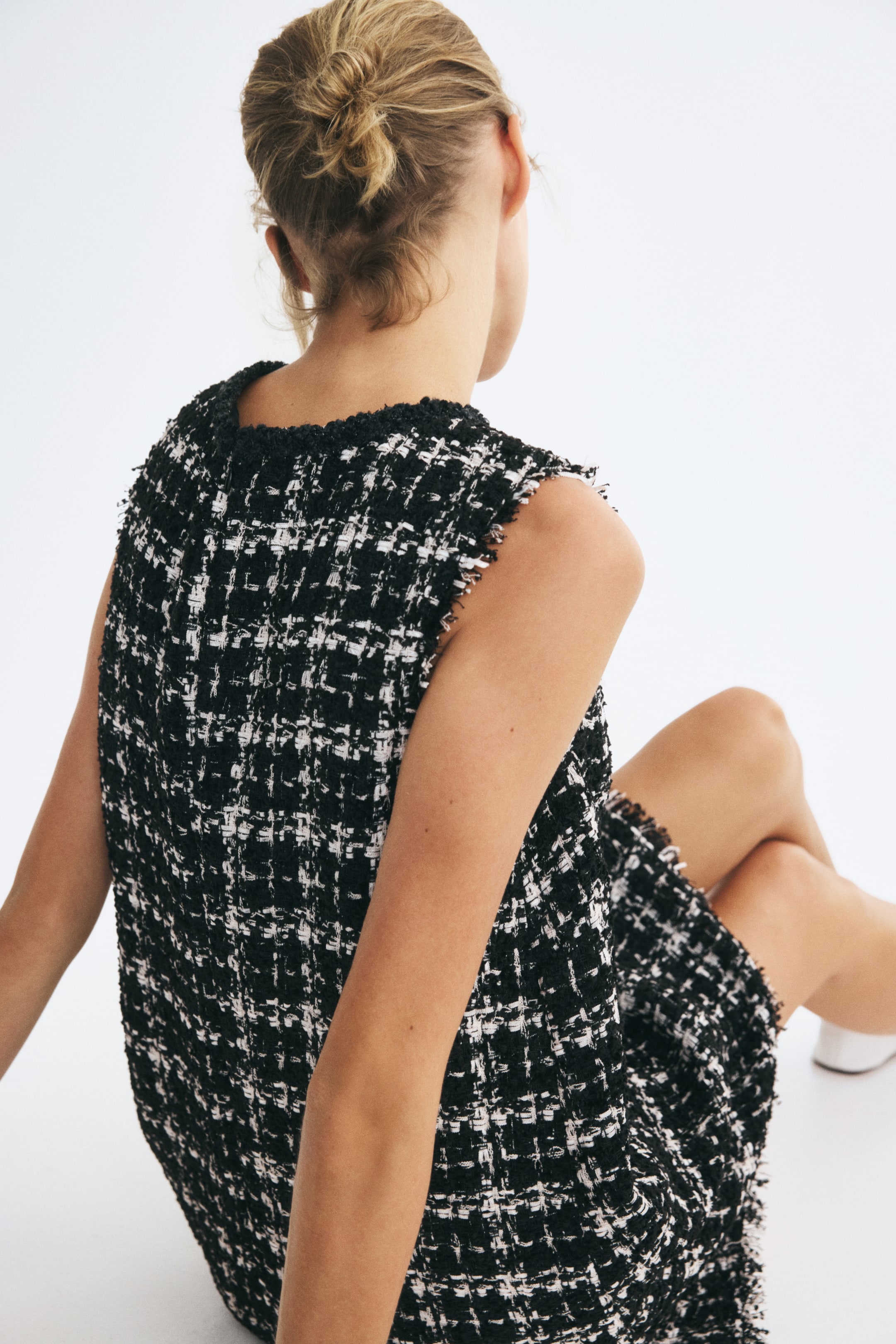 Robe en tricot bouclé à fente goutte d'eau