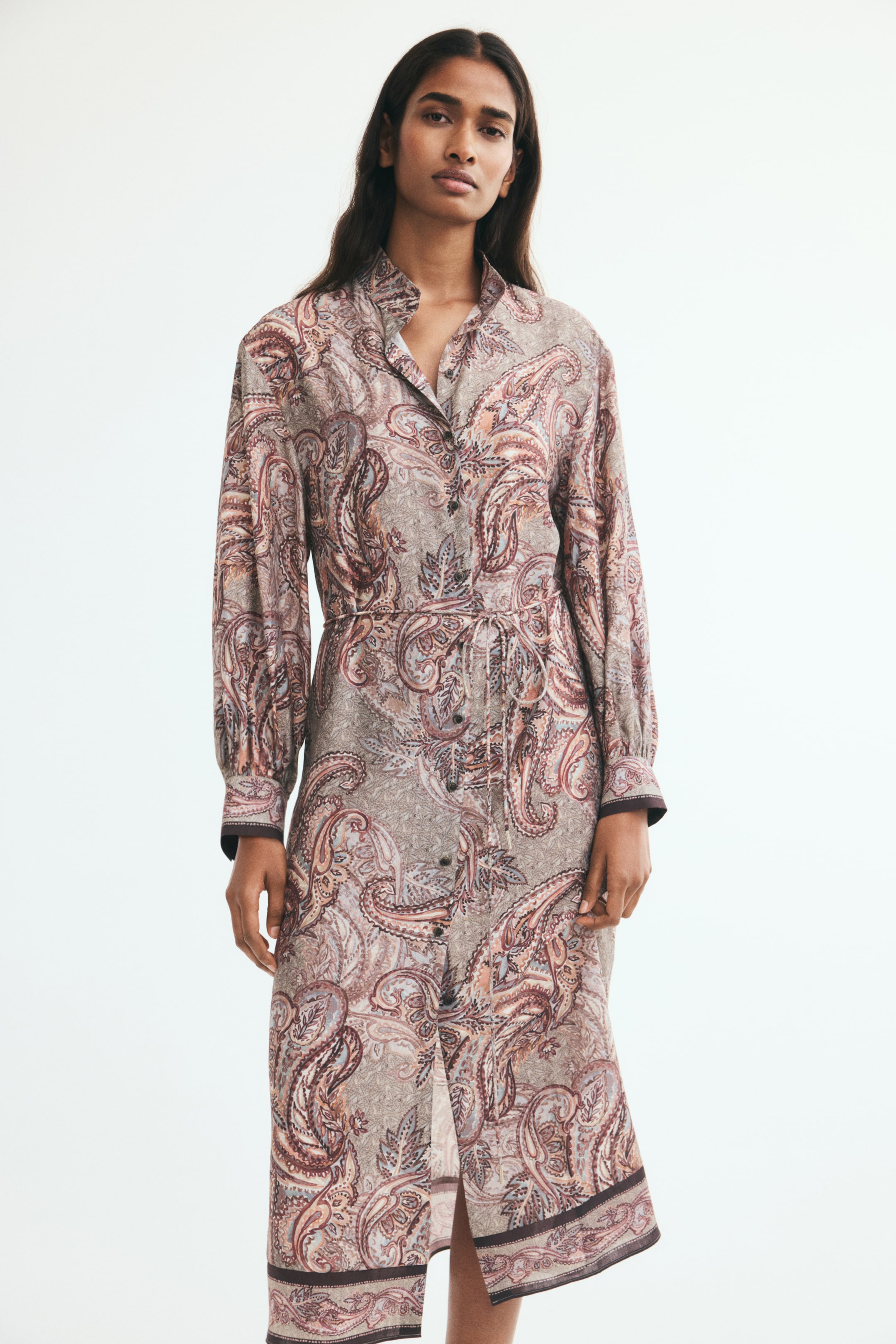 View larger image: Balloon-sleeved tunic dress - Dusty green/Paisley pattern - Ladies | H&M IN 1