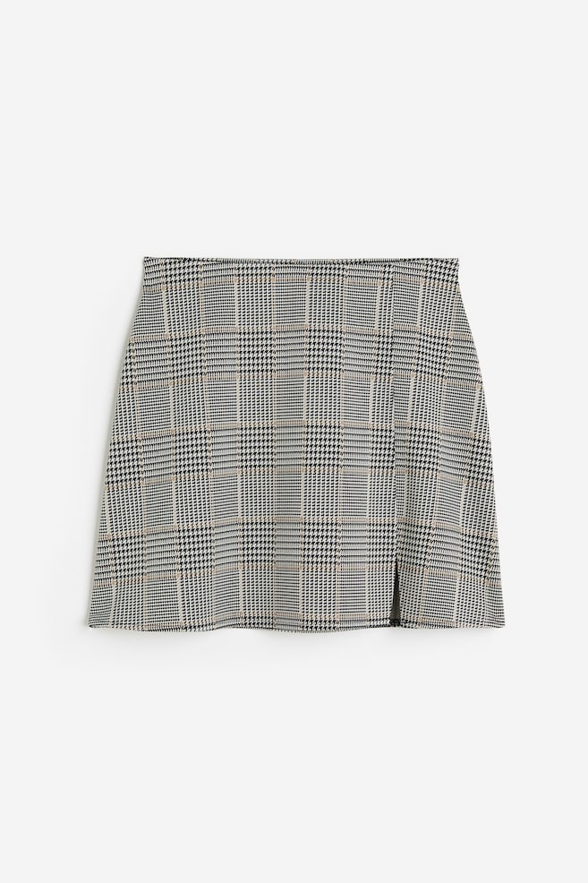 Jersey mini skirt - Black/Checked/Black/Dark grey marl - 2