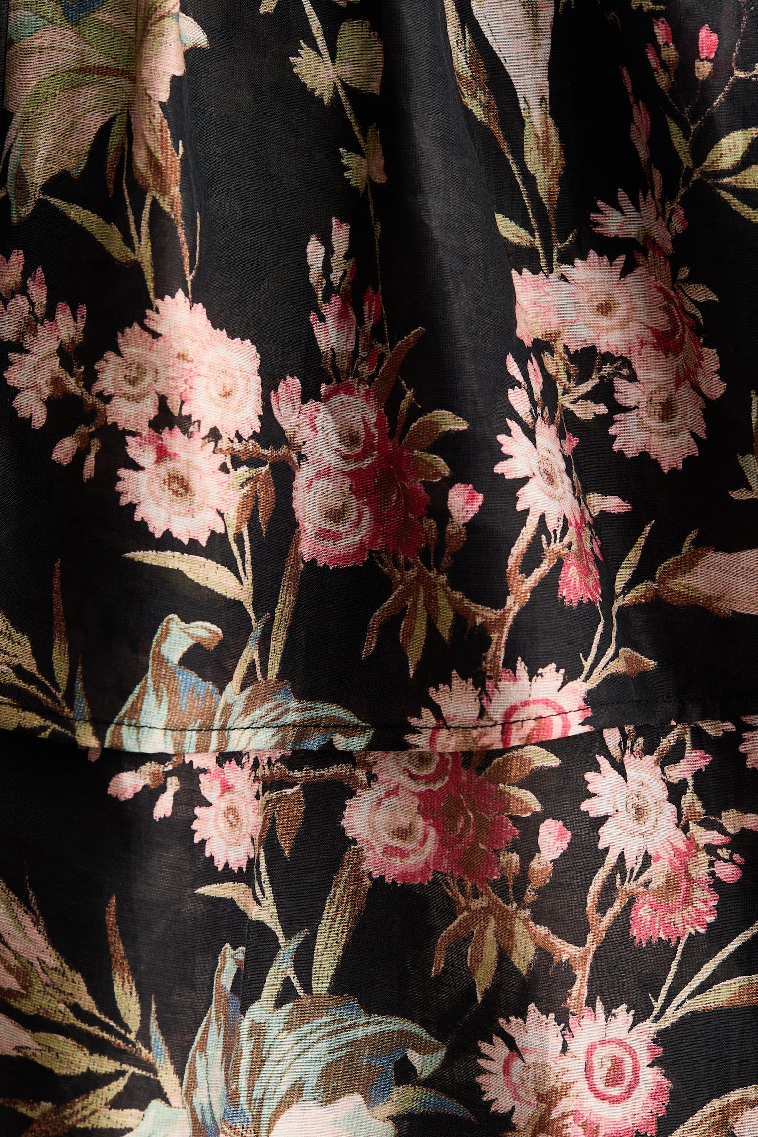 Linen-blend dress - Black/Floral/Light beige/Floral - 3