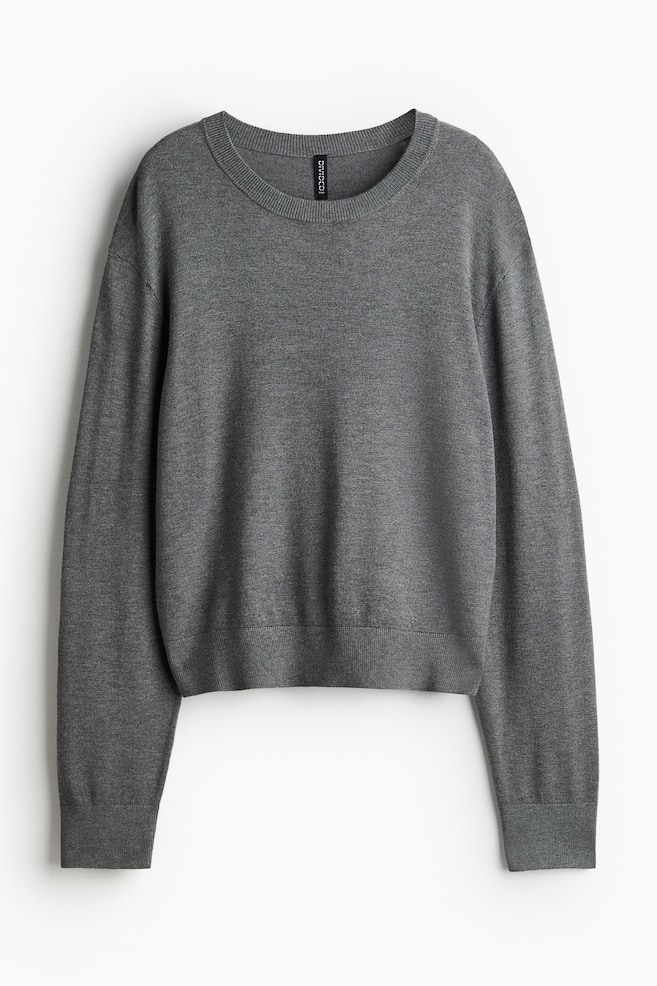 Jersey corto en punto fino - Gris oscuro jaspeado/Beige - 1